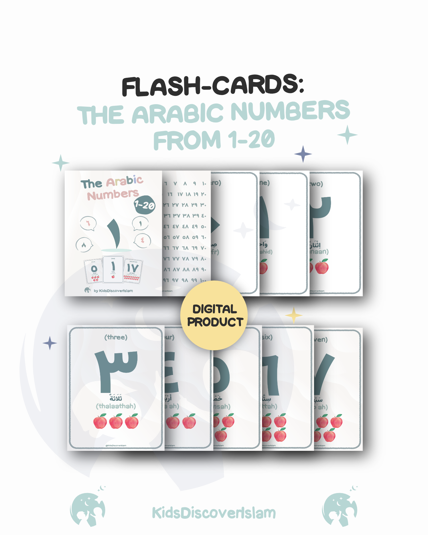 Arabic Numbers up to 20 | Learn to Count in Arabic | Flashcards - Payhip