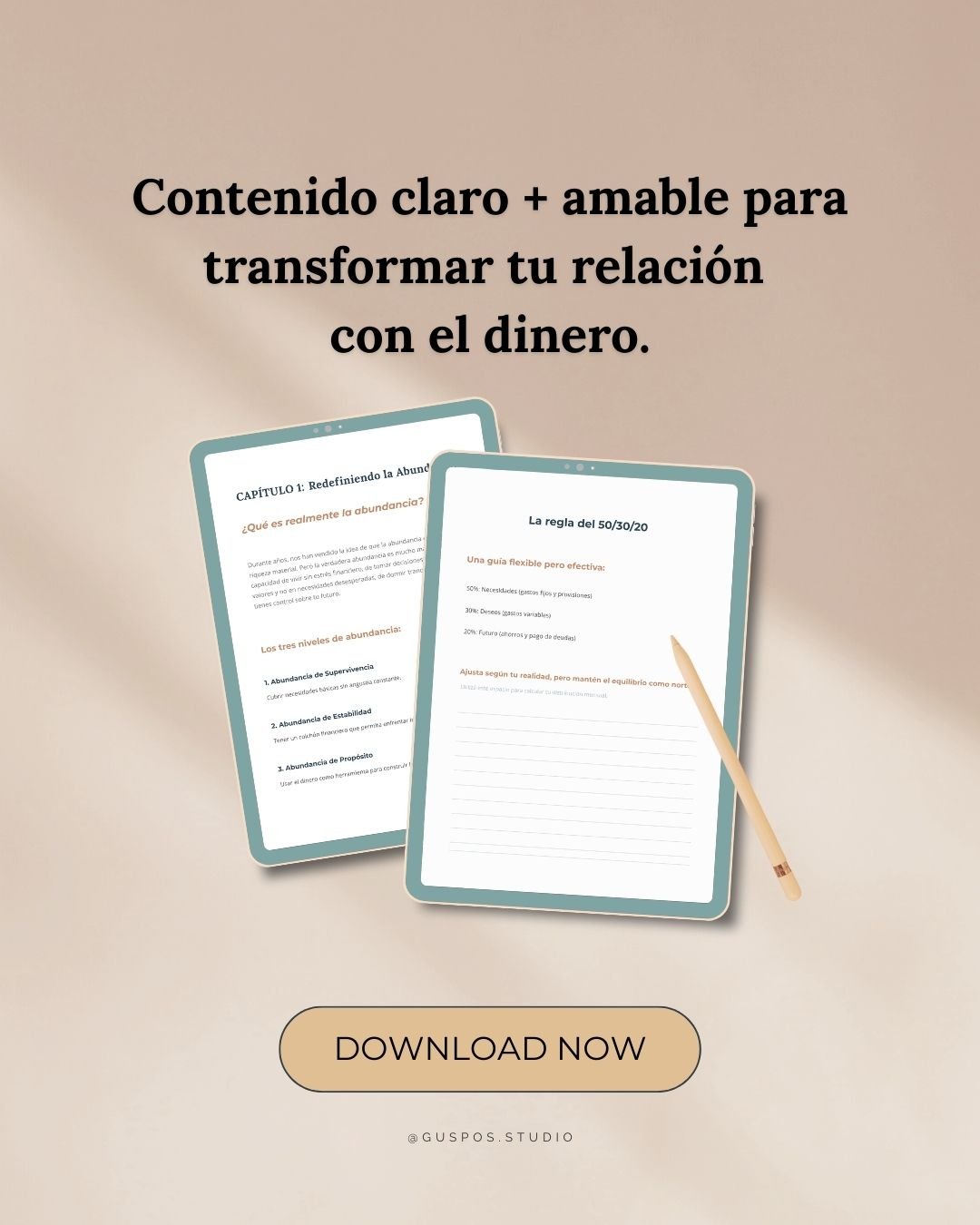 Interiores del ebook Abundancia con Propósito con contenido claro y ejercicios para trabajar el dinero