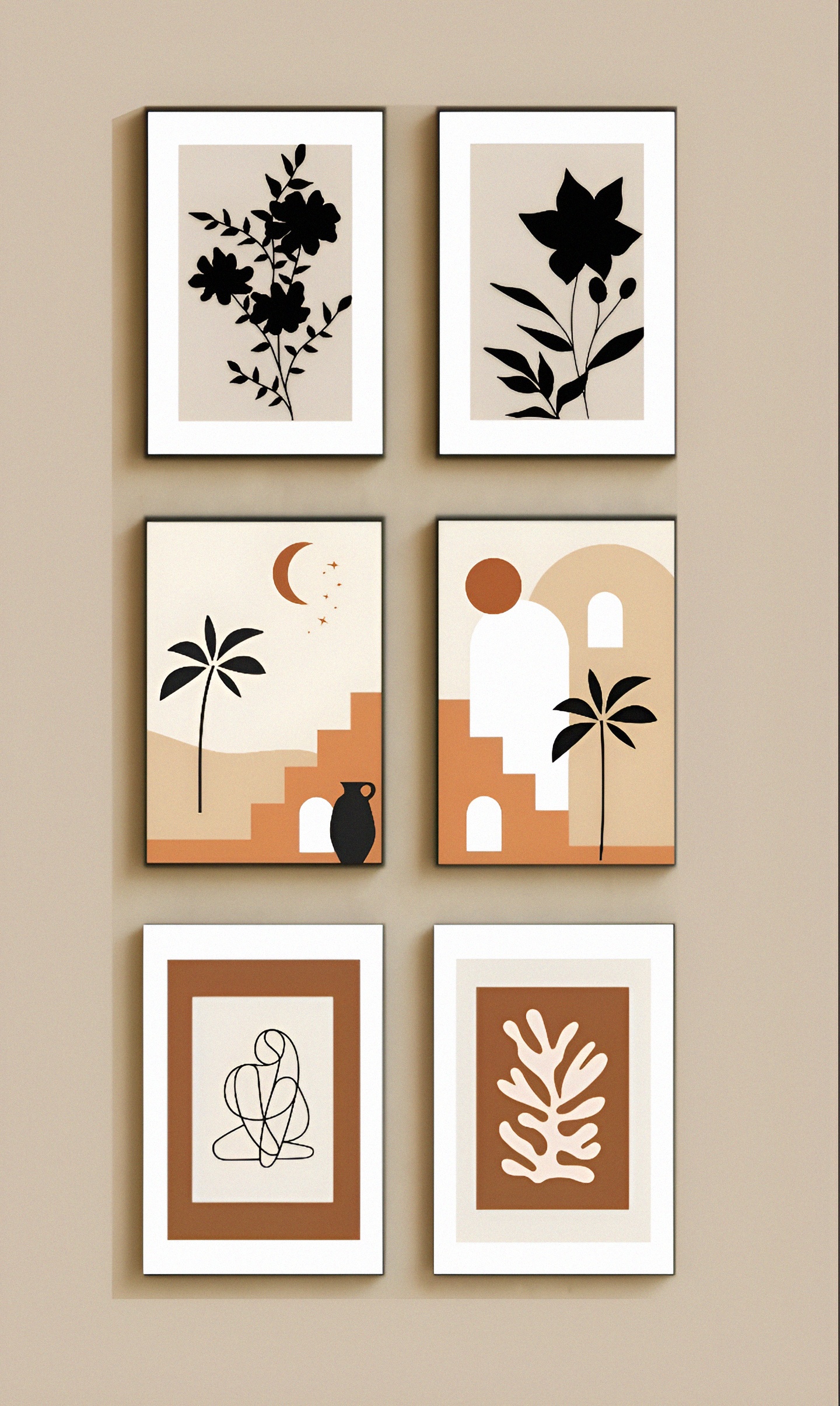 Botanical & Abstract Minimalist Poster Set – Modern Earth Tone Wall Art ...