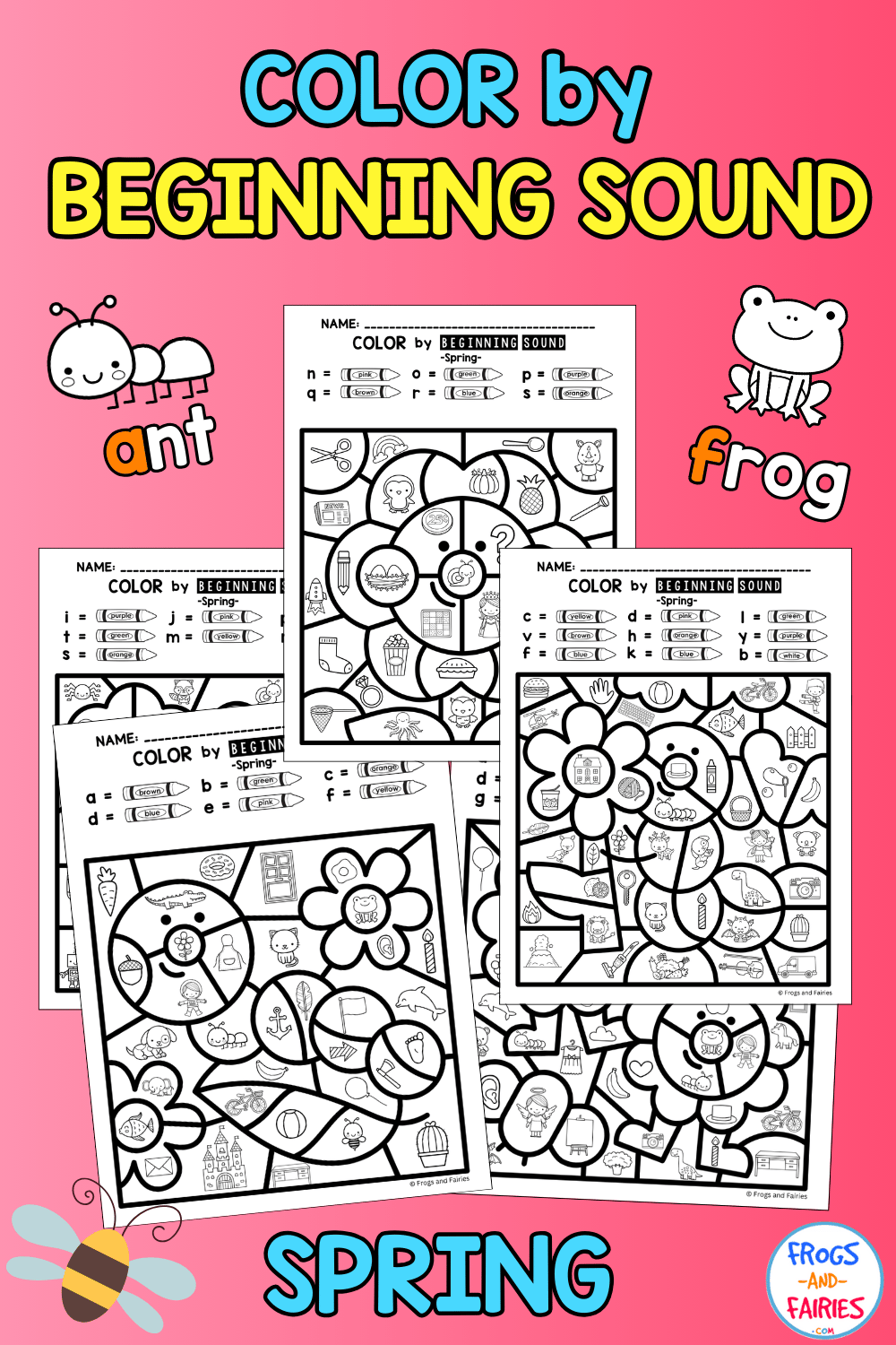 Spring Beginning Sounds Worksheets – Fun Phonics Practice with Color-by ...