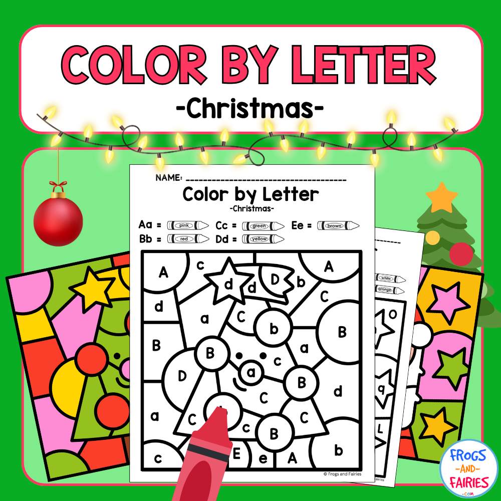 Christmas Color by Code Letter Recognition, image size:1000x1000