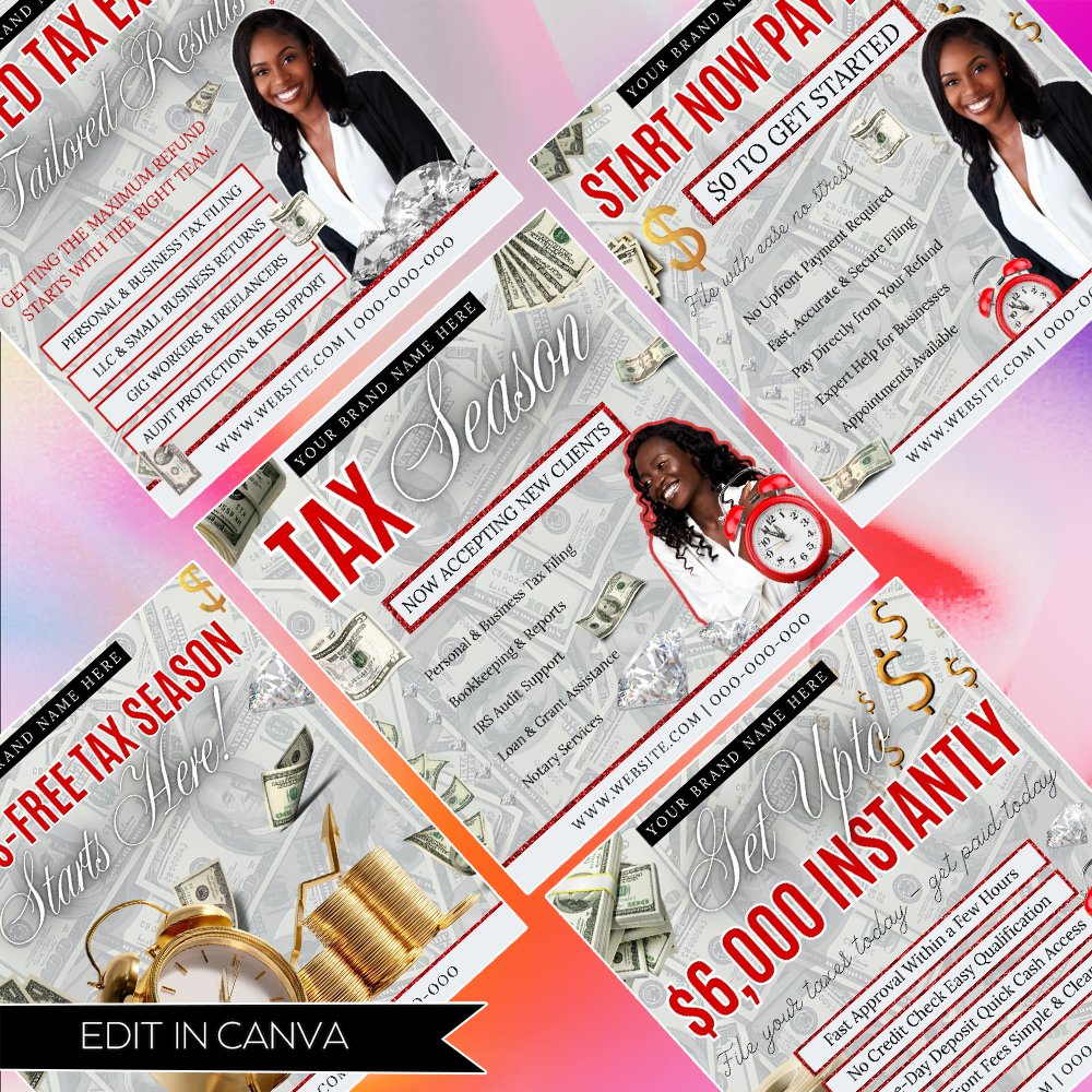 tax prep templates tax preparation flyer canva tax bundle tax business marketing financial flyer editable tax template tax checklist small business marketing tax season tools 15 page canva template