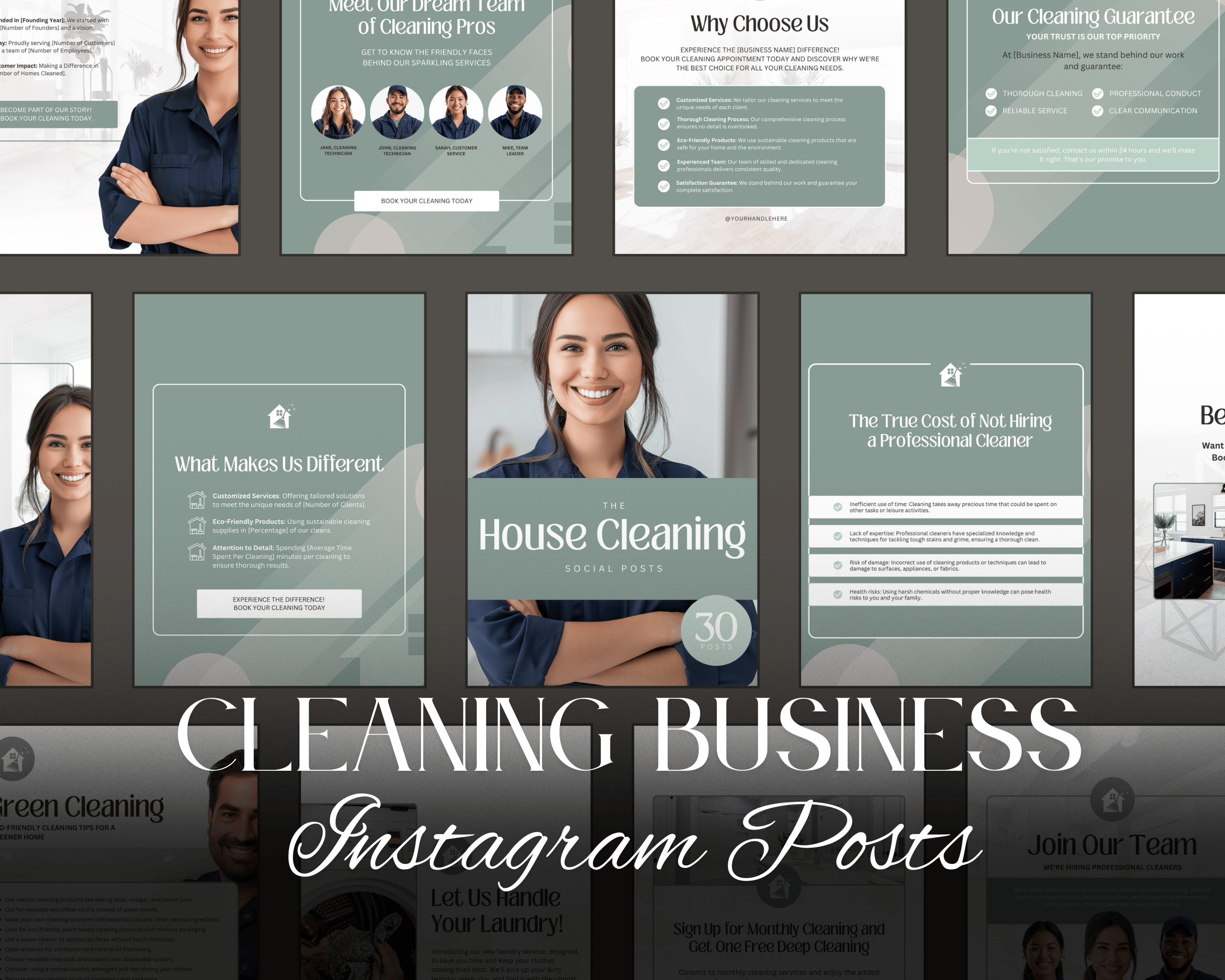 House Cleaning Instagram Posts • 30 Canva Templates • Cleaning Service ...