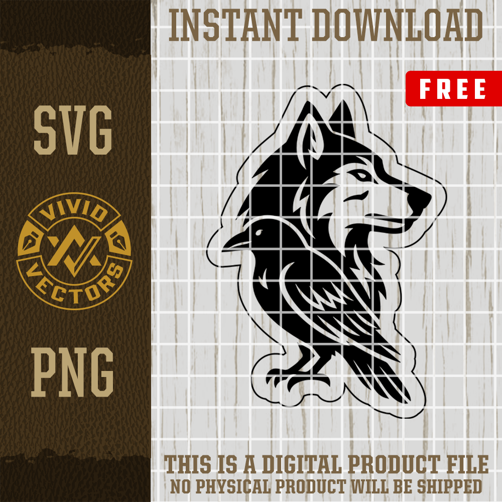 FREE wolf crow svg png nature wildlife symbolic clipart
