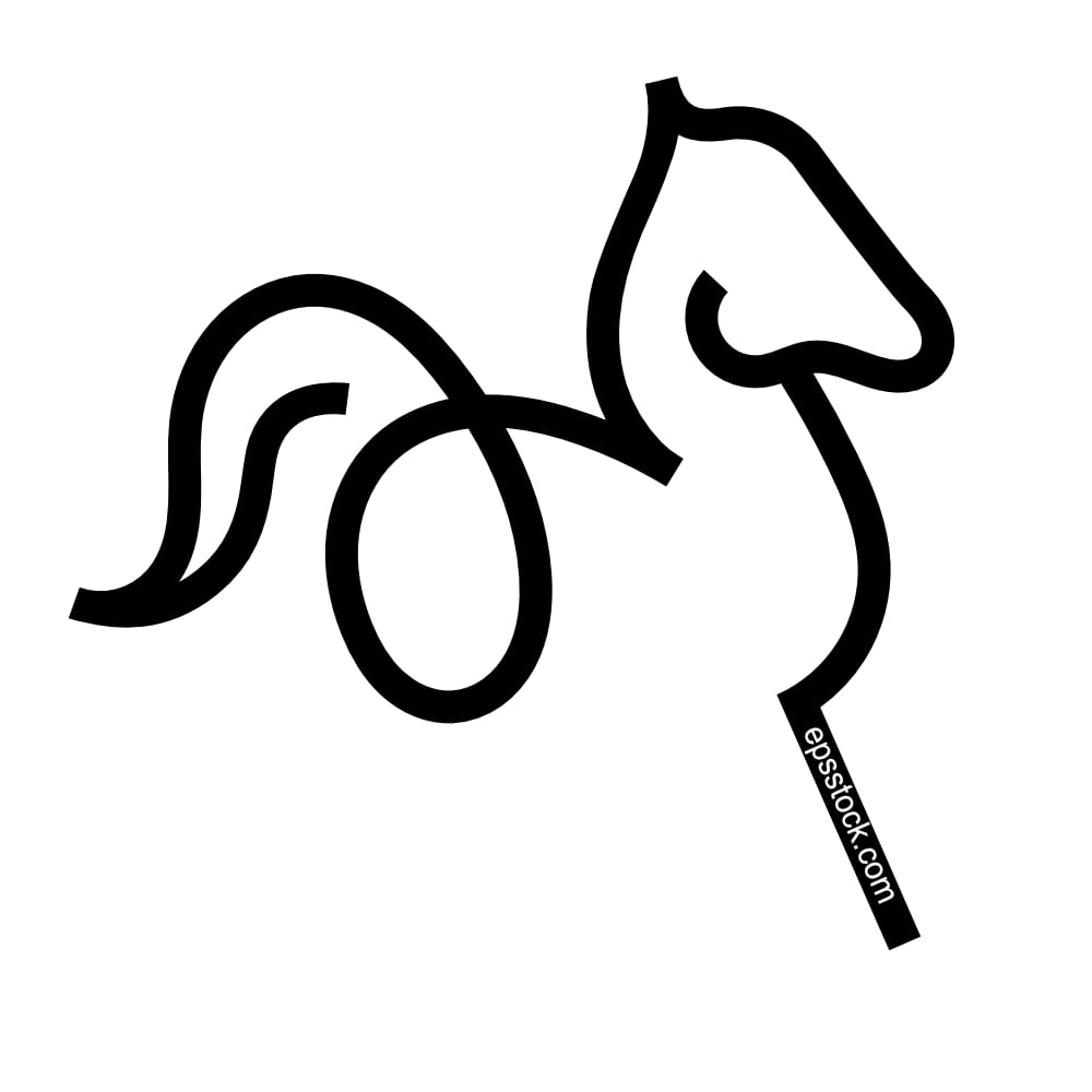 Line Horse symbol,black isolated silhouette