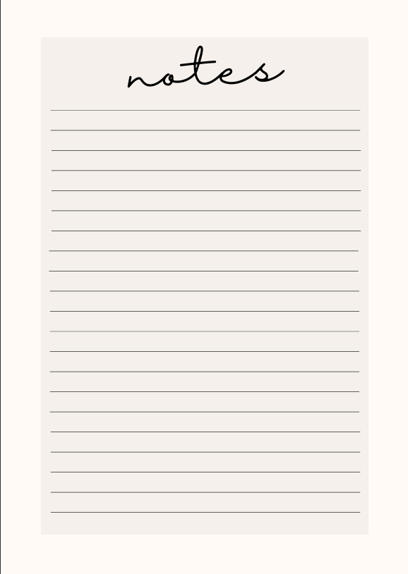 "Simple notes page from pink calendar – clean, unlined space for thoughts, ideas, or reminders."