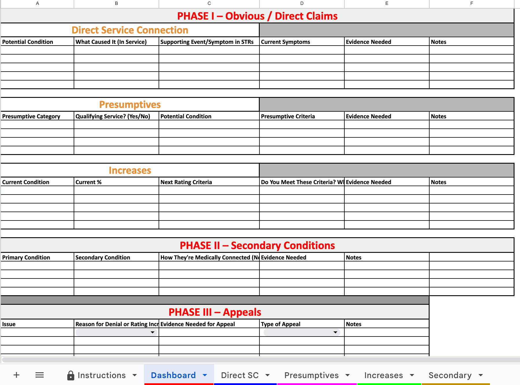 Va Claim Layout VA Claims Strategy Dashboard - Payhip