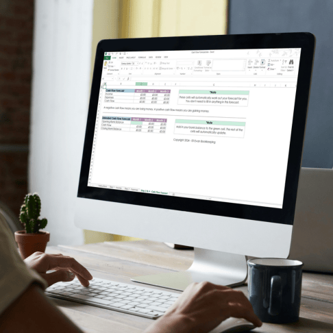 Spreadsheet on a computer