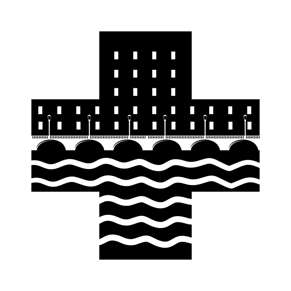 a hospital by the river