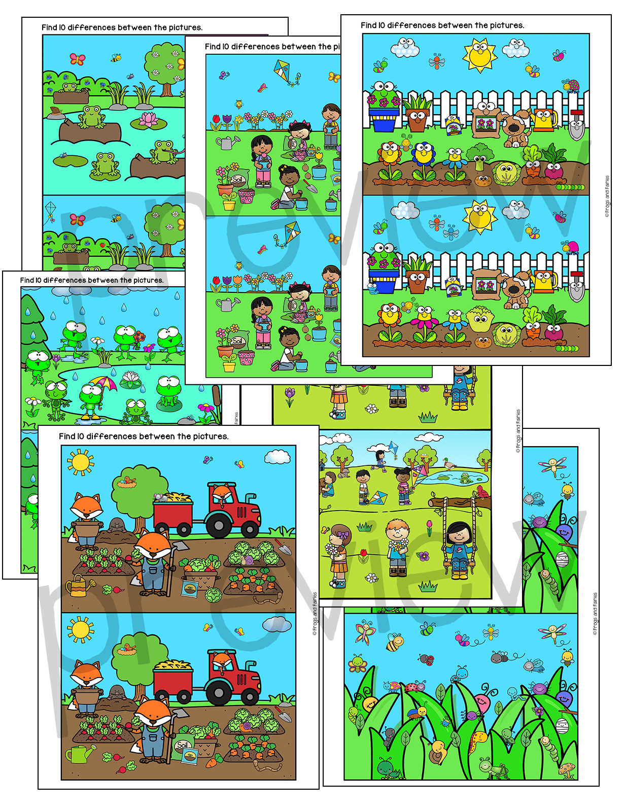 Spring Spot the Difference Puzzles – Critical Thinking & Visual ...
