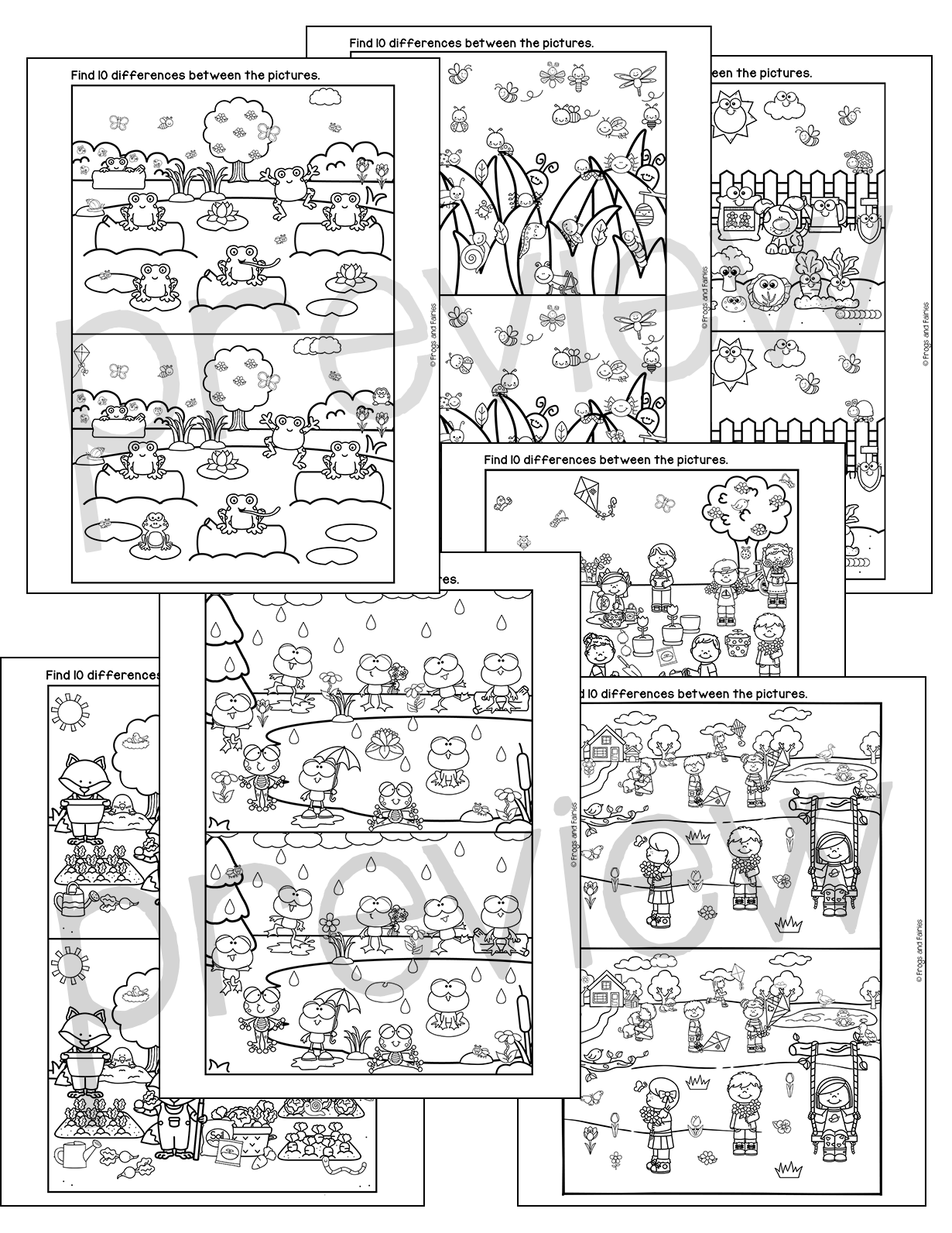 Spring Spot the Difference Puzzles – Critical Thinking & Visual ...