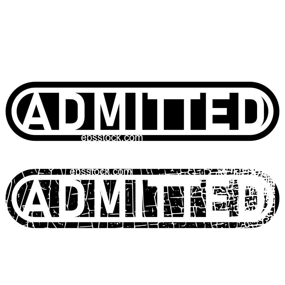 Admitted-stamp symbol,black isolated silhouette