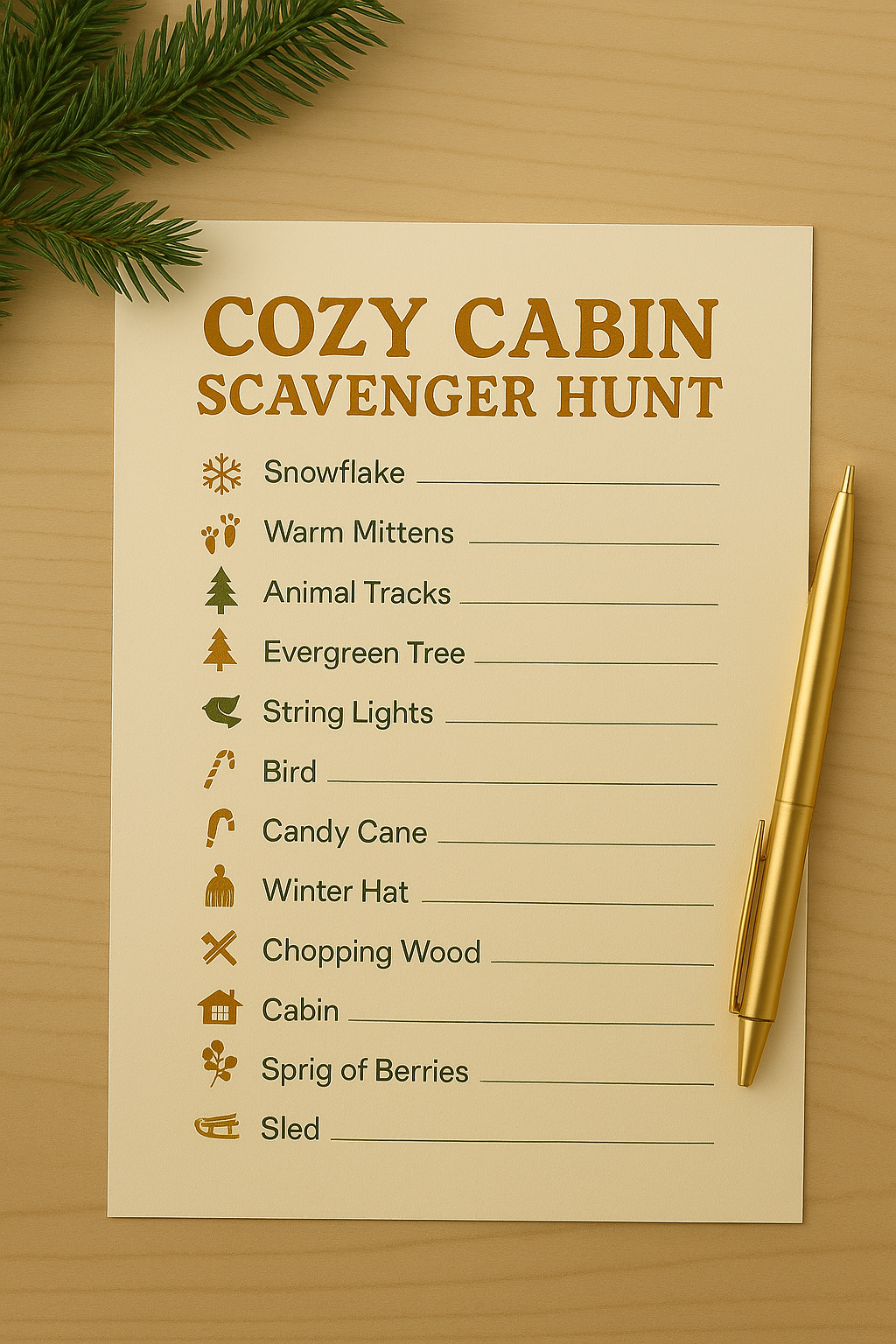 Scavenger hunt list