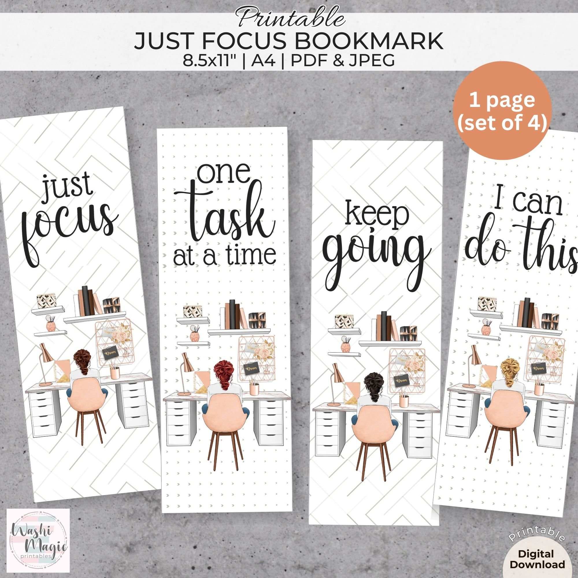 Just Focus Working Bookmark Set Printable Motivational Bookmarks - Payhip