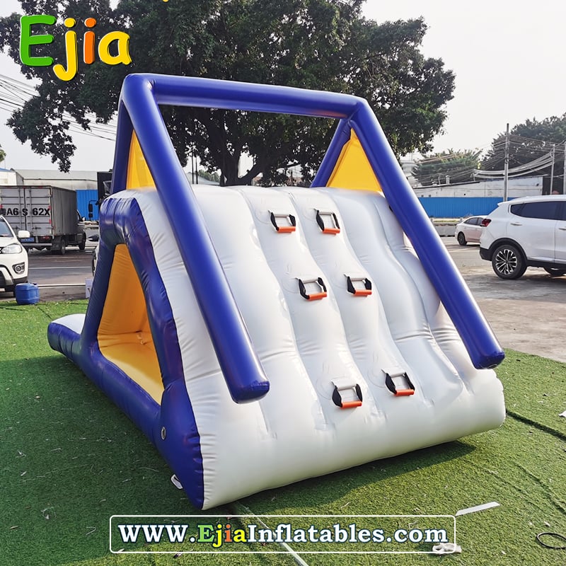 water-trampoline-with-slide-lake-installation