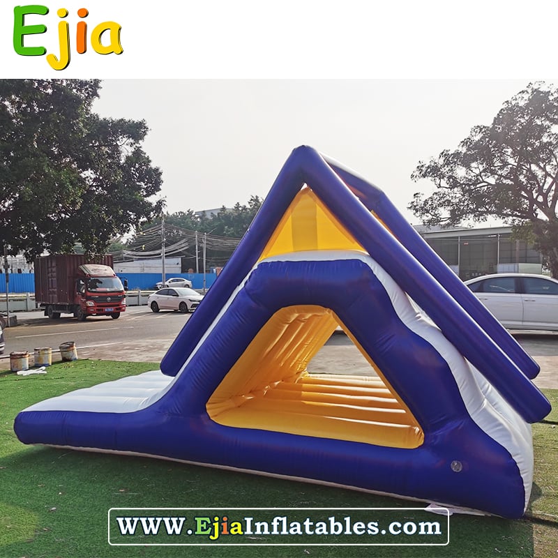 water-trampoline-with-slide-lake-installation