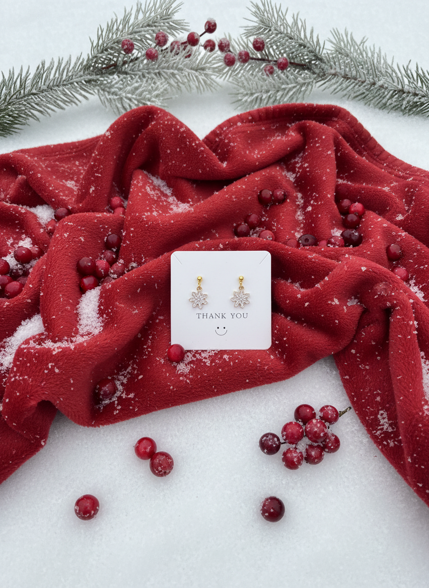 Snowflake Earrings – Gold Winter Sparkle ️ - Payhip