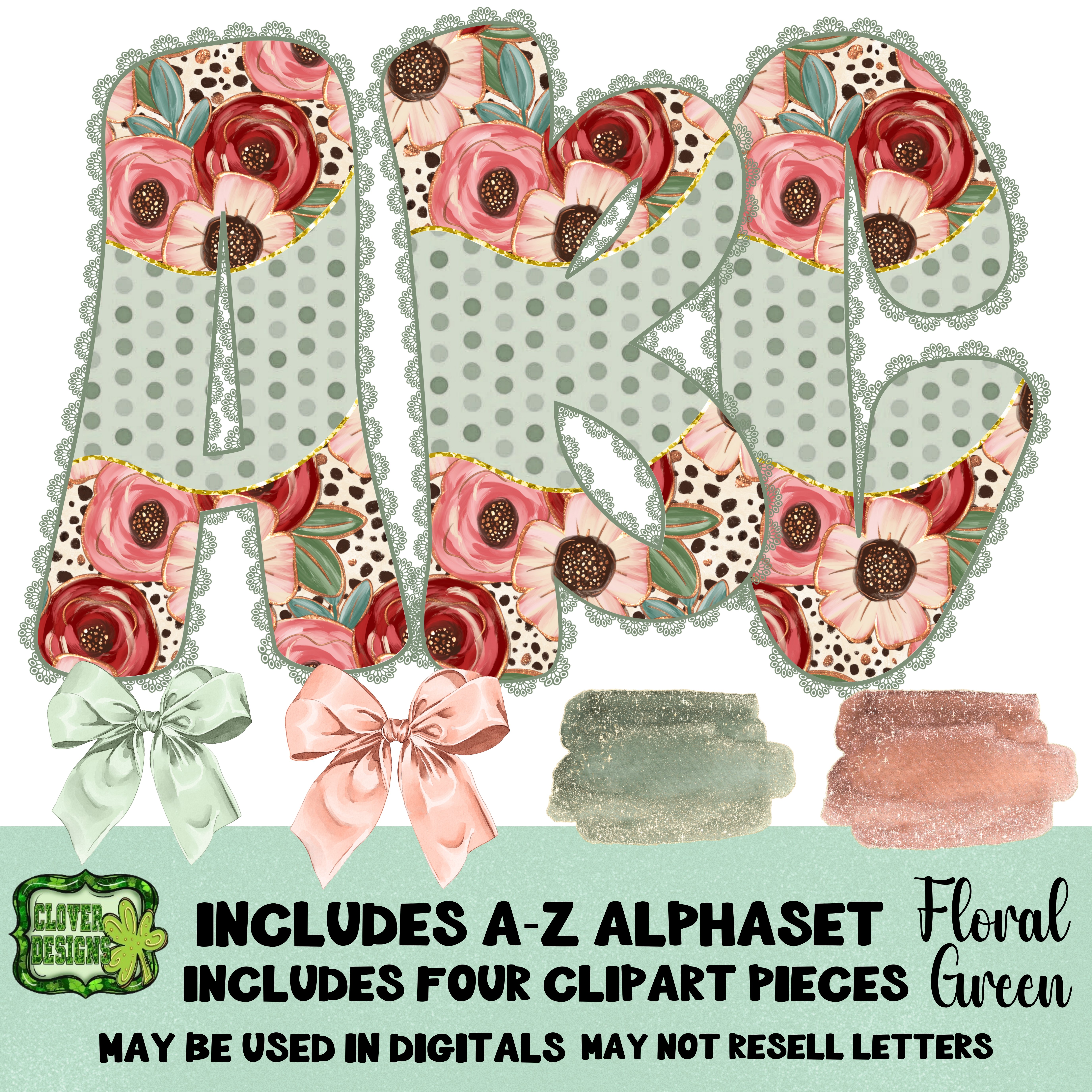 Floral Green Alpha Set - Payhip