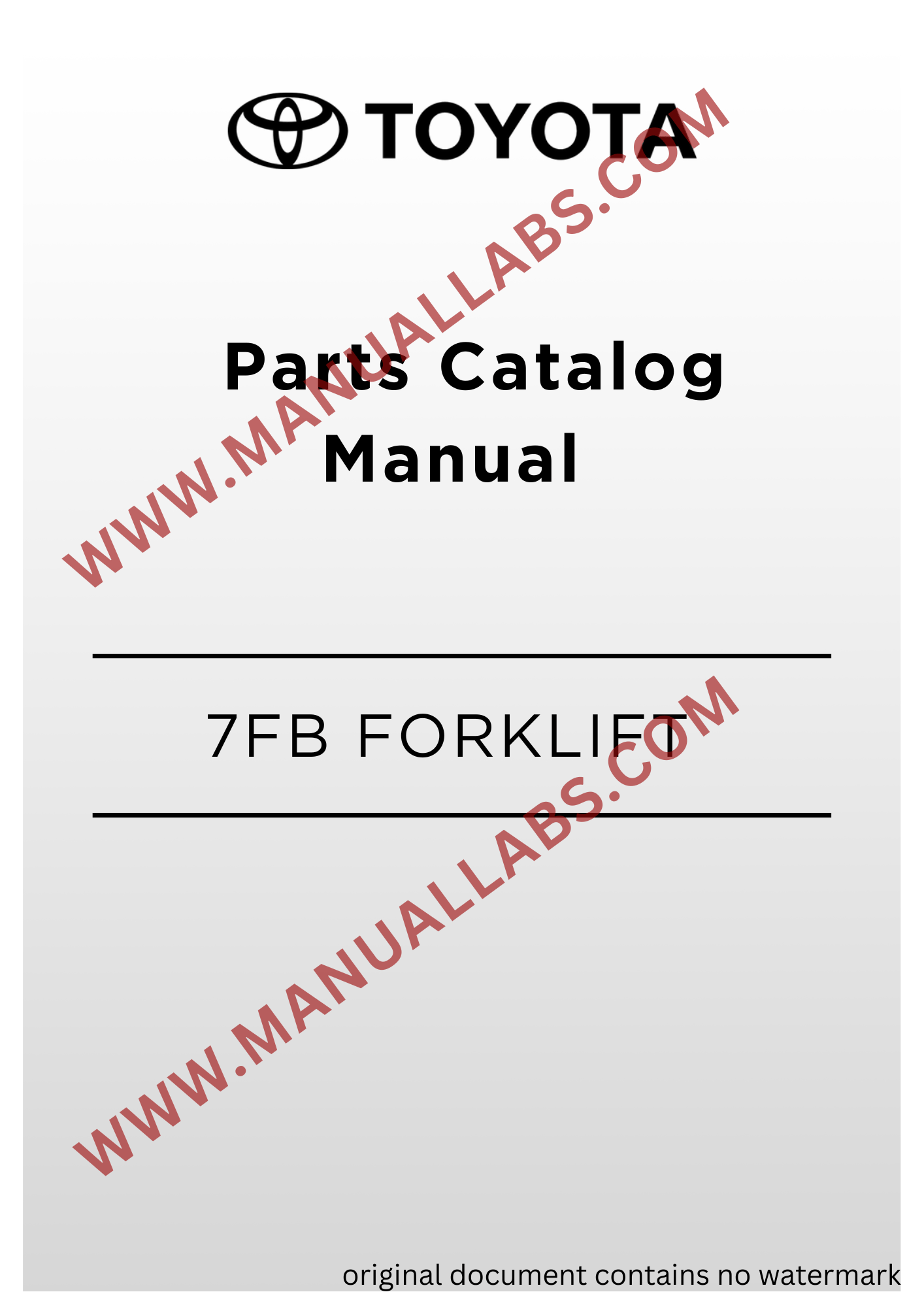 Toyota 7FB Forklift Parts Catalog Manual