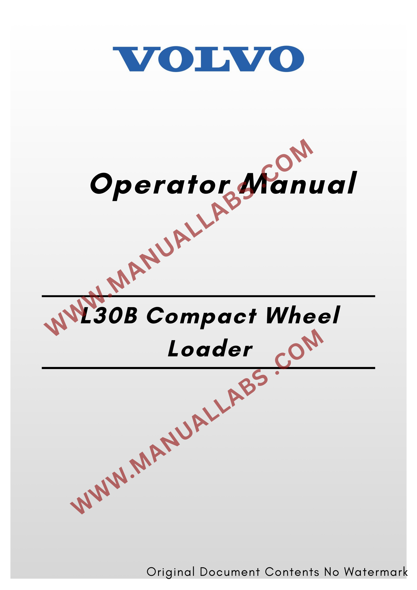 Volvo L30B Operator Compact Wheel Loader manual