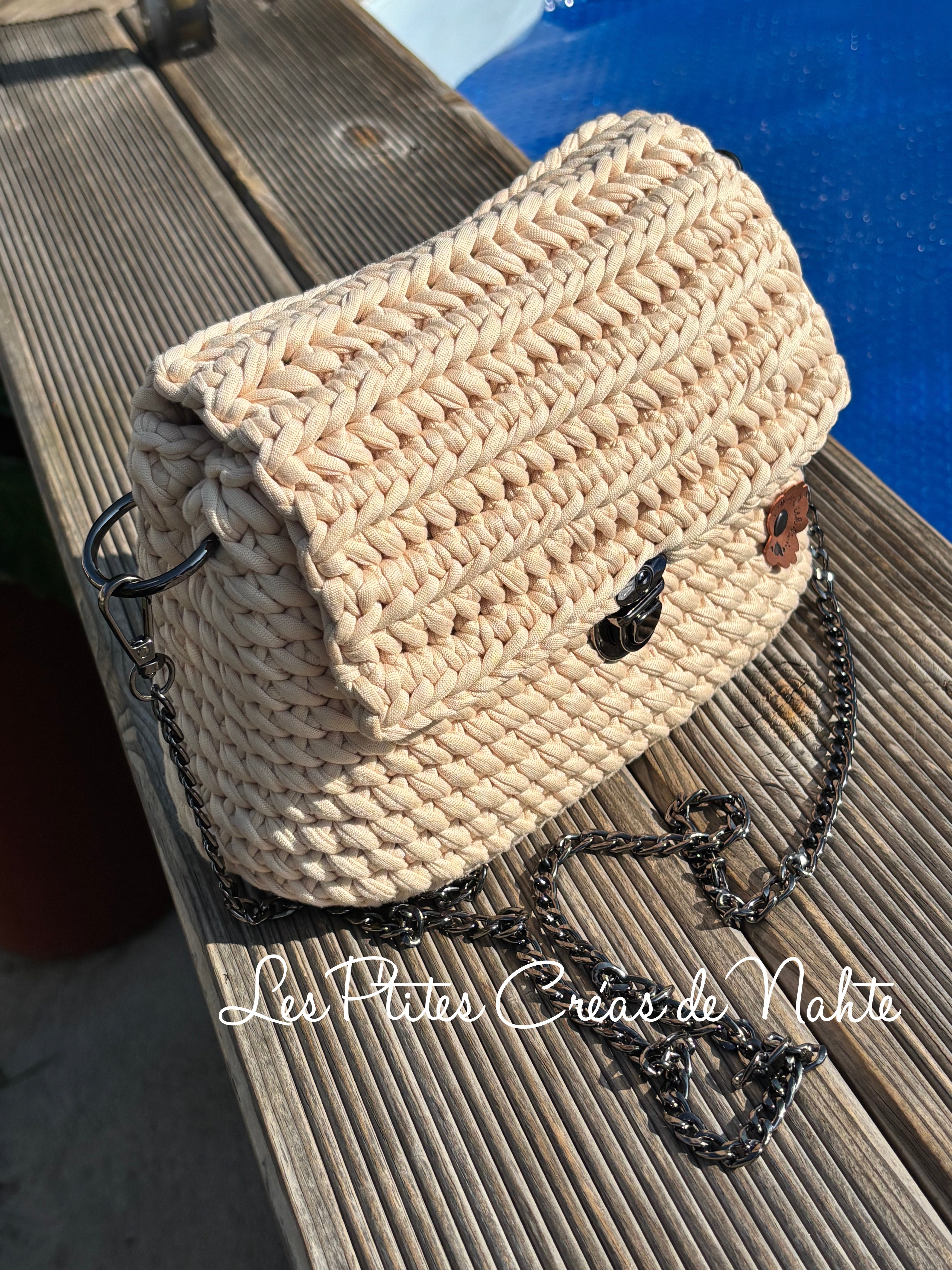 Sac crochet écru à bandoulière, tressage naturel – Les P’tites Créas de Nahte