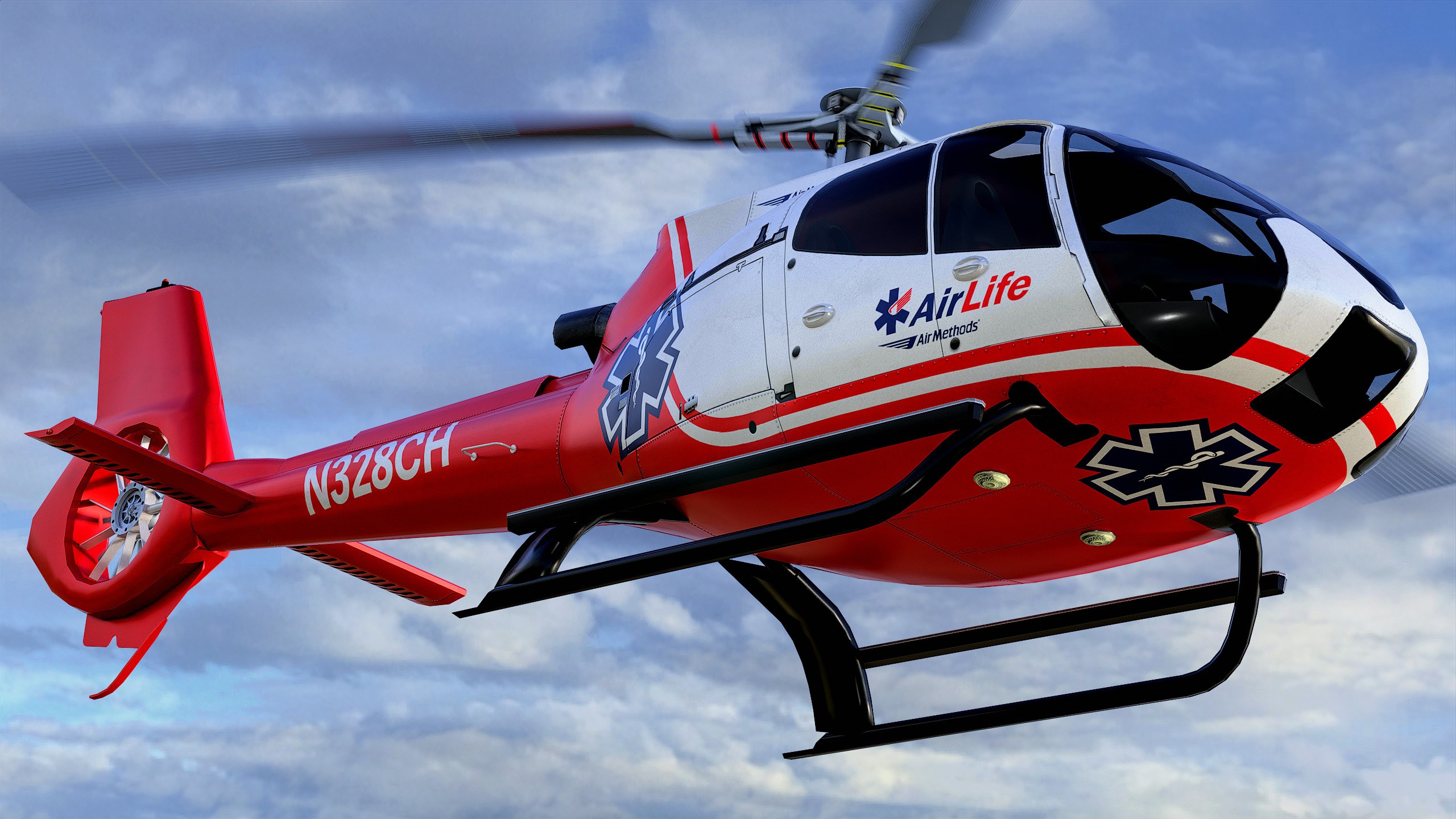 Animated Airbus H130 Helicopter 16 - Air Life - Lowpoly LOD PBR