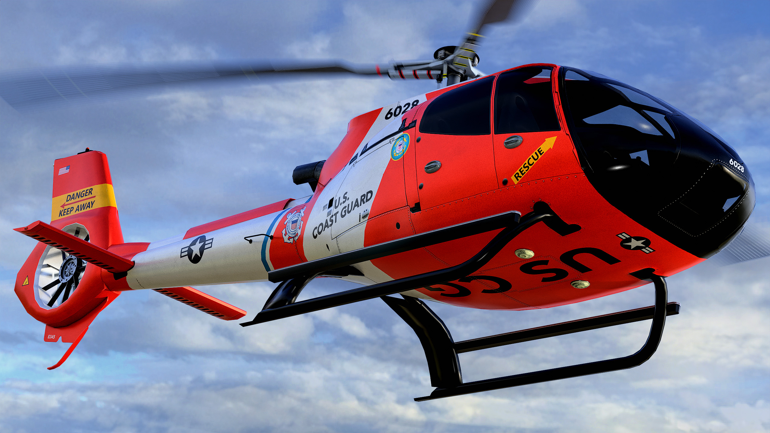 Animated Airbus H130 Helicopter 18 - US Coast Guard - Lowpoly LOD PBR