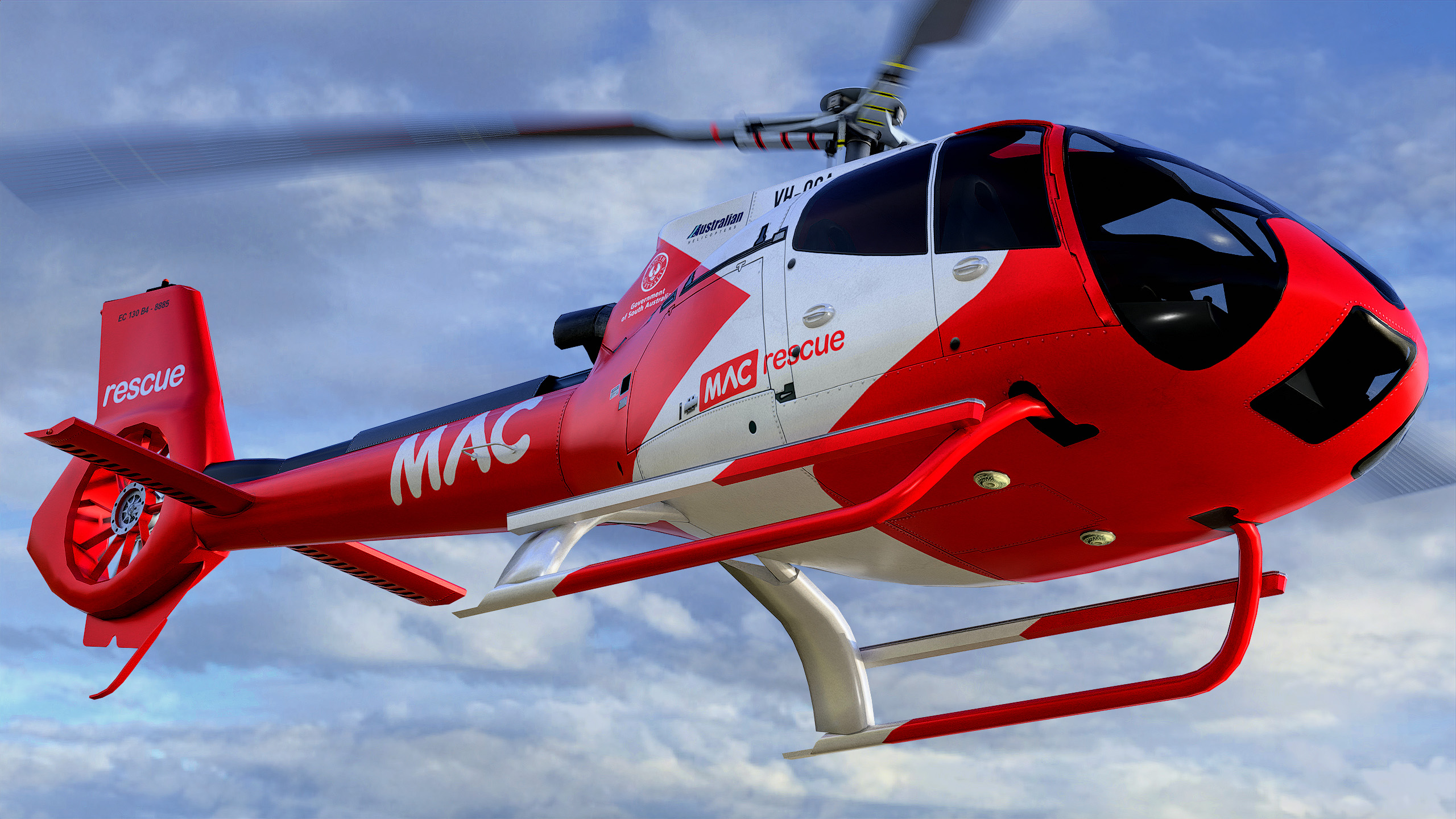 Animated Airbus H130 Helicopter 1 - MAC Rescue - Lowpoly LOD PBR