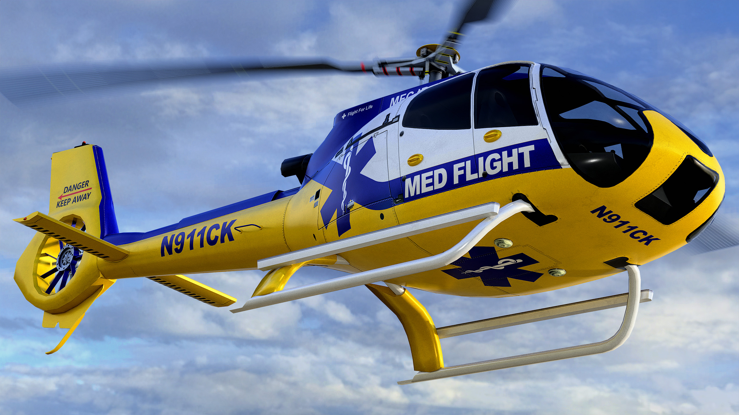 Animated Airbus H130 Helicopter 5 - Med Flight - Lowpoly LOD PBR