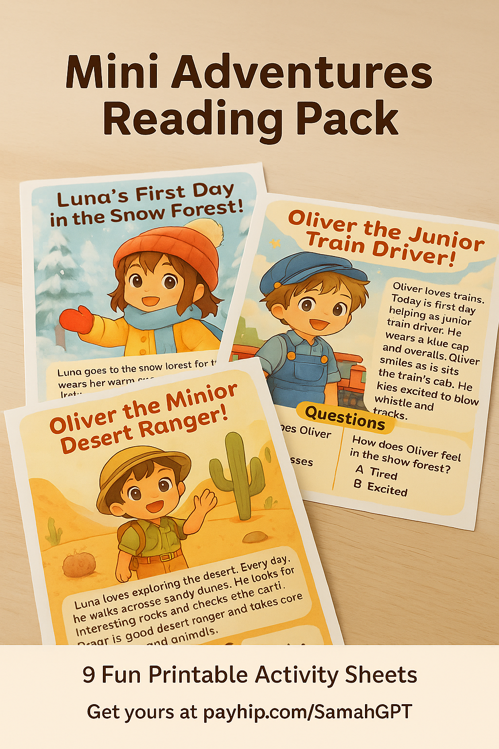 Mini Adventures Reading Pack – 9 Fun Printable Activity Sheets