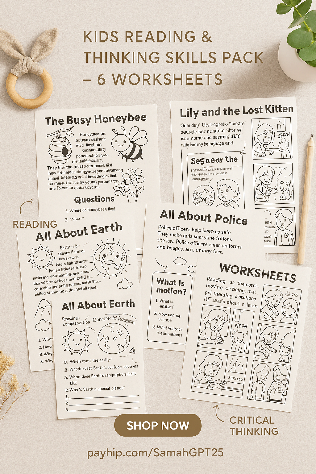 Reading Comprehension Made Easy (Ages 6–8) 6 Print & Go Worksheets for Confident Readers