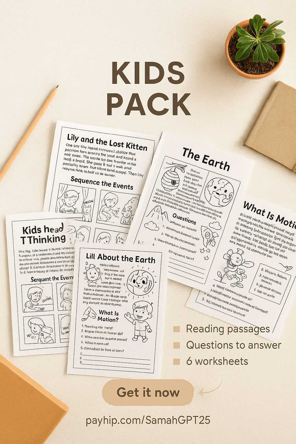 Reading Comprehension Made Easy (Ages 6–8) 6 Print & Go Worksheets for Confident Readers