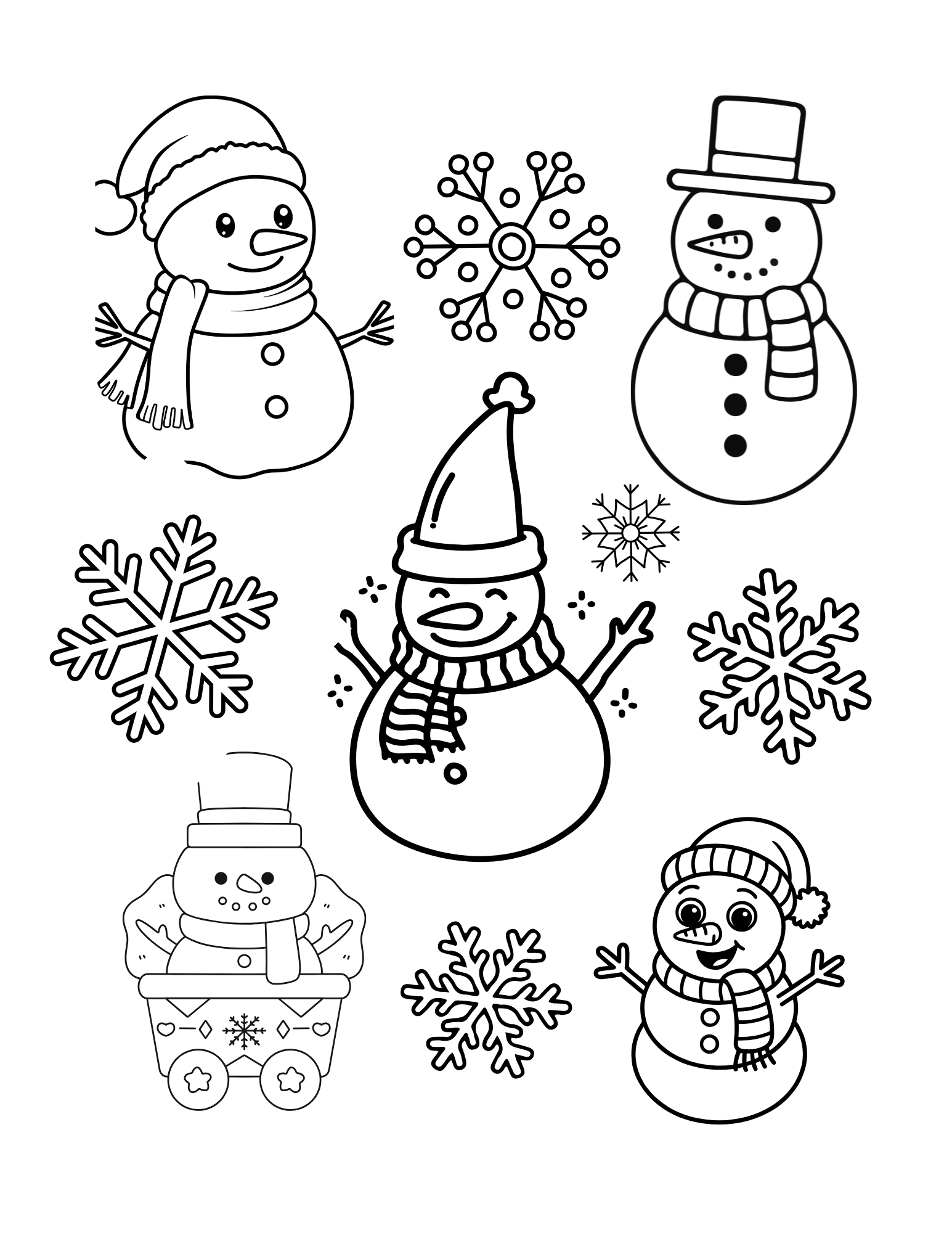 Snowman Coloring Page | Winter Holiday Printable - Payhip
