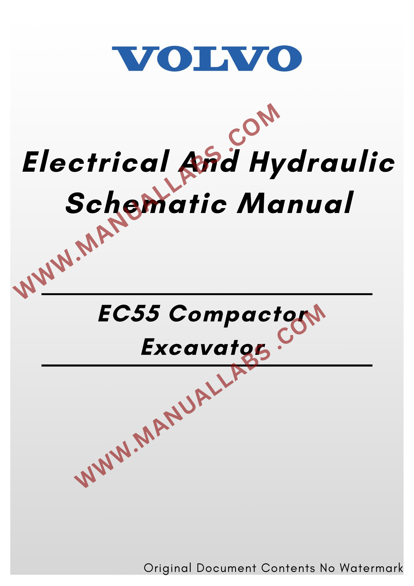 Volvo EC55 Compactor Excavator Electrical And Hydraulic Schematic Manual
