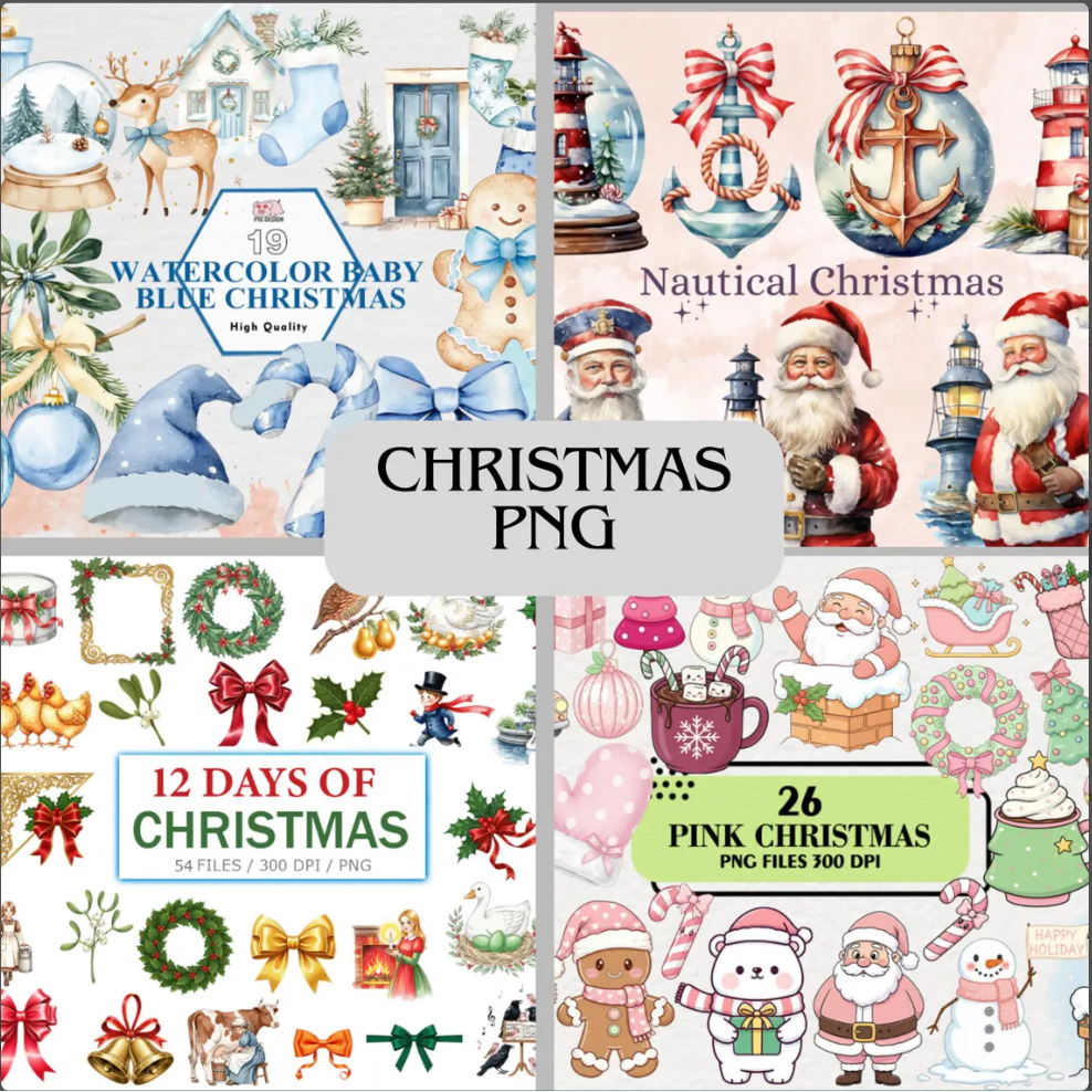 15000+ Christmas PNG Clipart Bundle, Holiday Digital Download