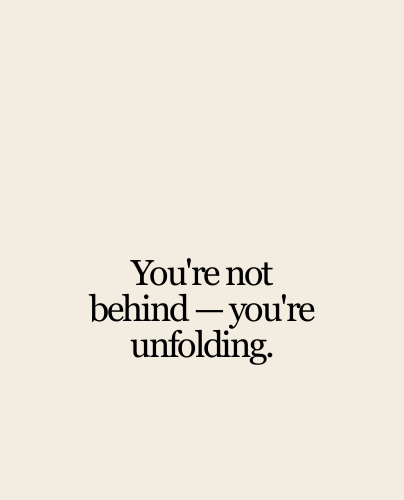 "Second page of Gentle Reminders journal with affirming text Youre not behind—youre unfolding. – soft, minimalist design for emotional healing, self-compassion, and reflection."