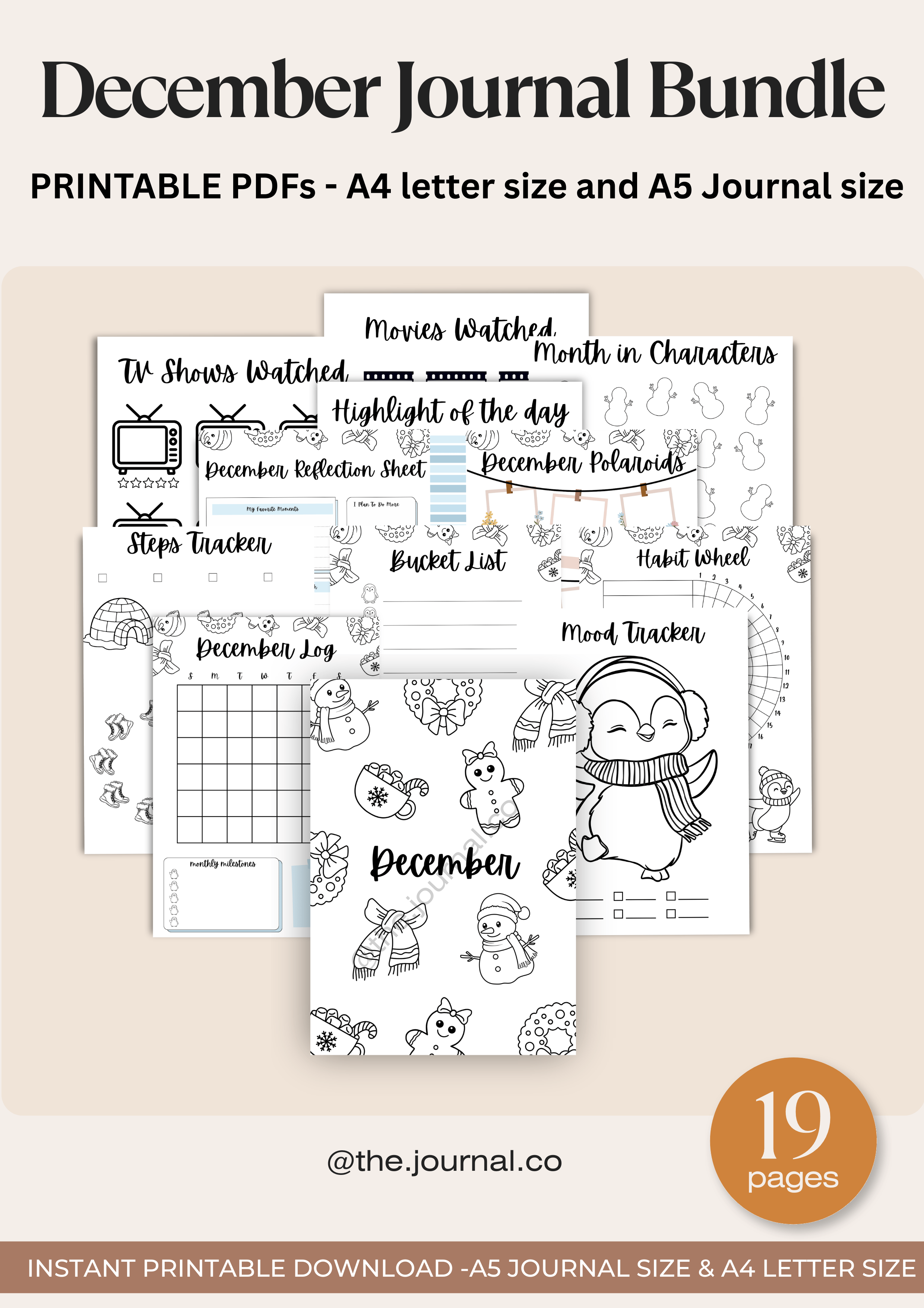 December Bullet Journal Bundle (Cozy Winter) - A4 Letter Size & A5 ...