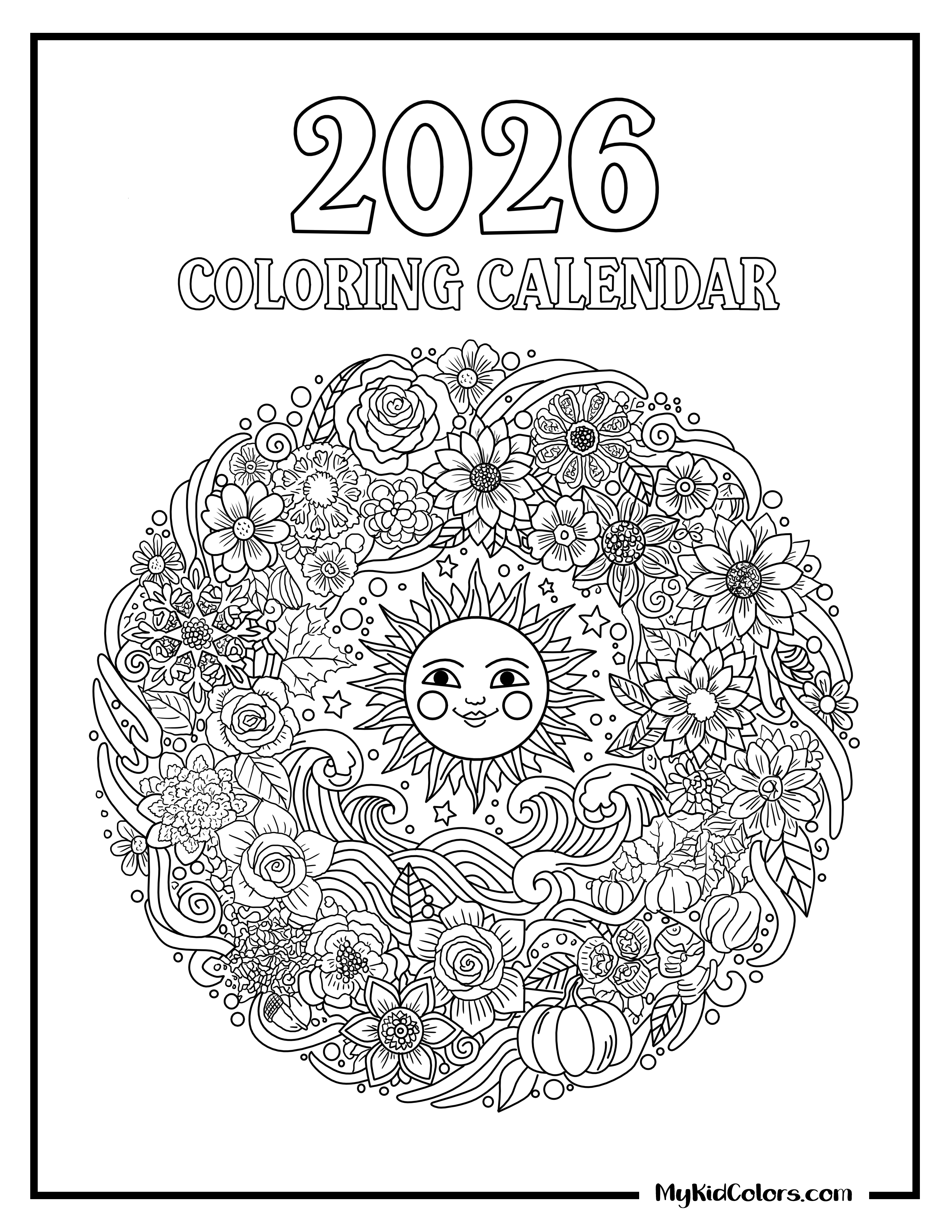 Free Inclusive Hand-Drawn 2026 Coloring Calendar - Payhip