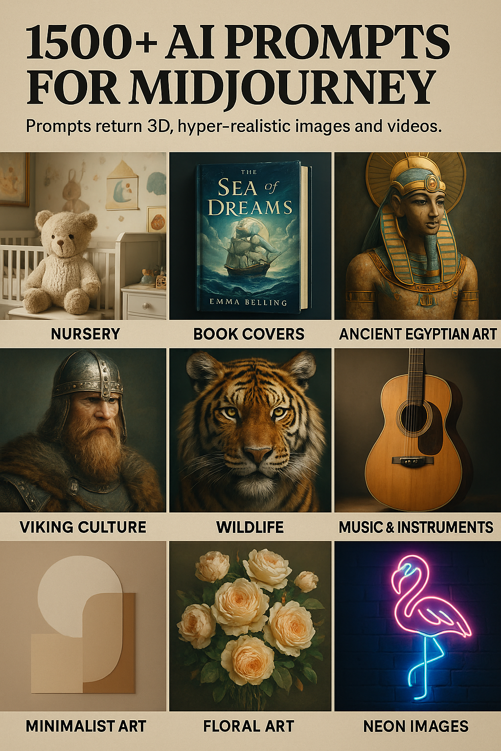 1500 AI Prompts for Midjourney - Nursery, Wildlife, Book Covers and ...
