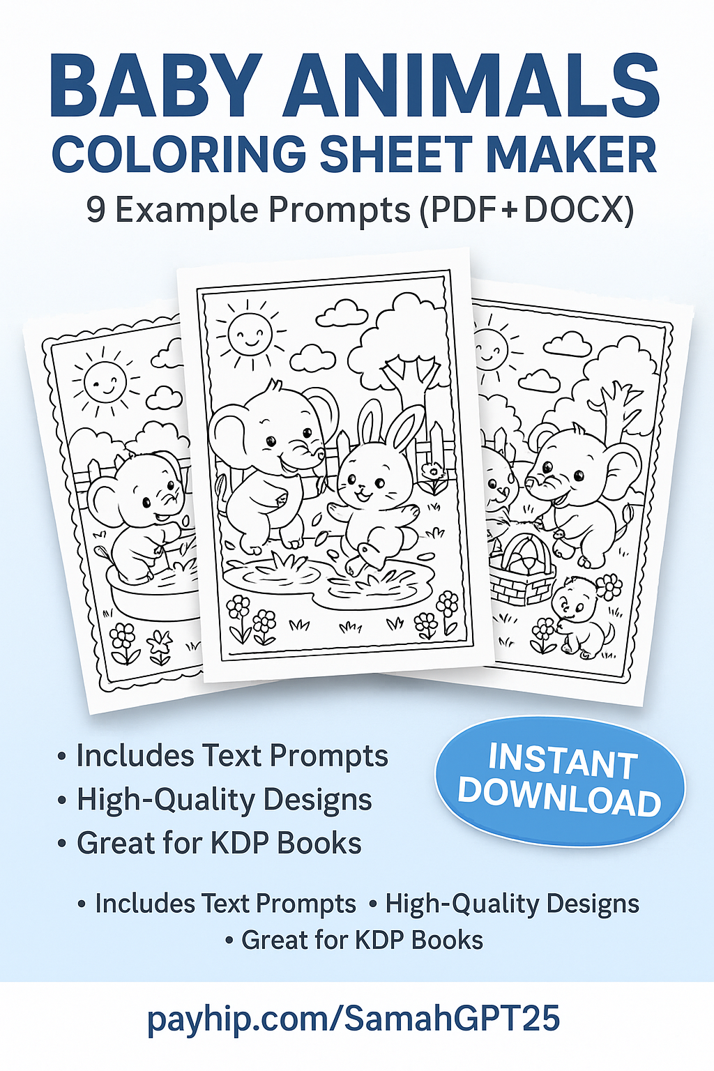 Baby Animals Coloring Sheet Maker – 9 Example Prompts (PDF + DOCX)