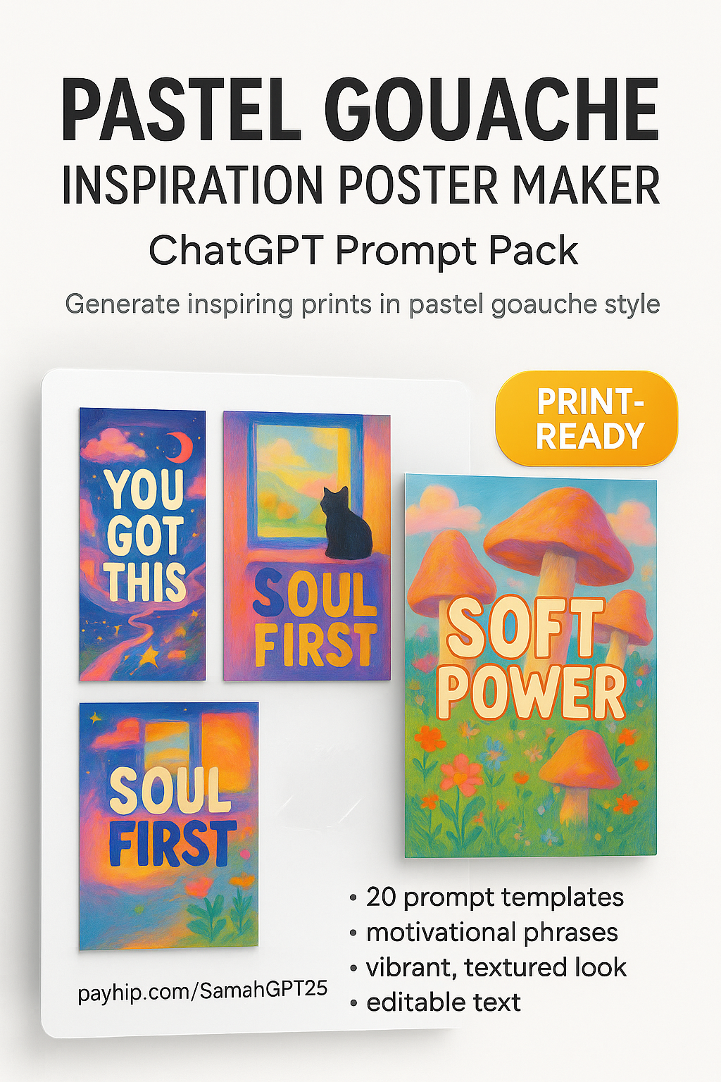Pastel Gouache Inspiration Poster Maker – ChatGPT Prompt Pack