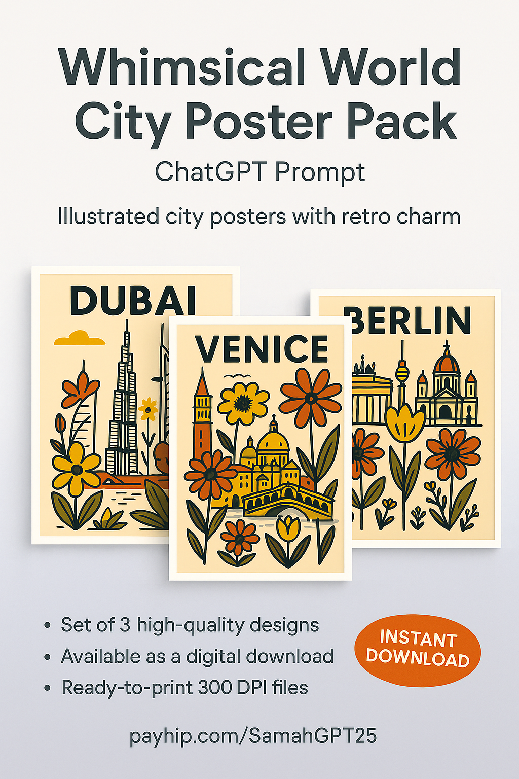 Whimsical World City Poster Pack- ChatGPT Prompt