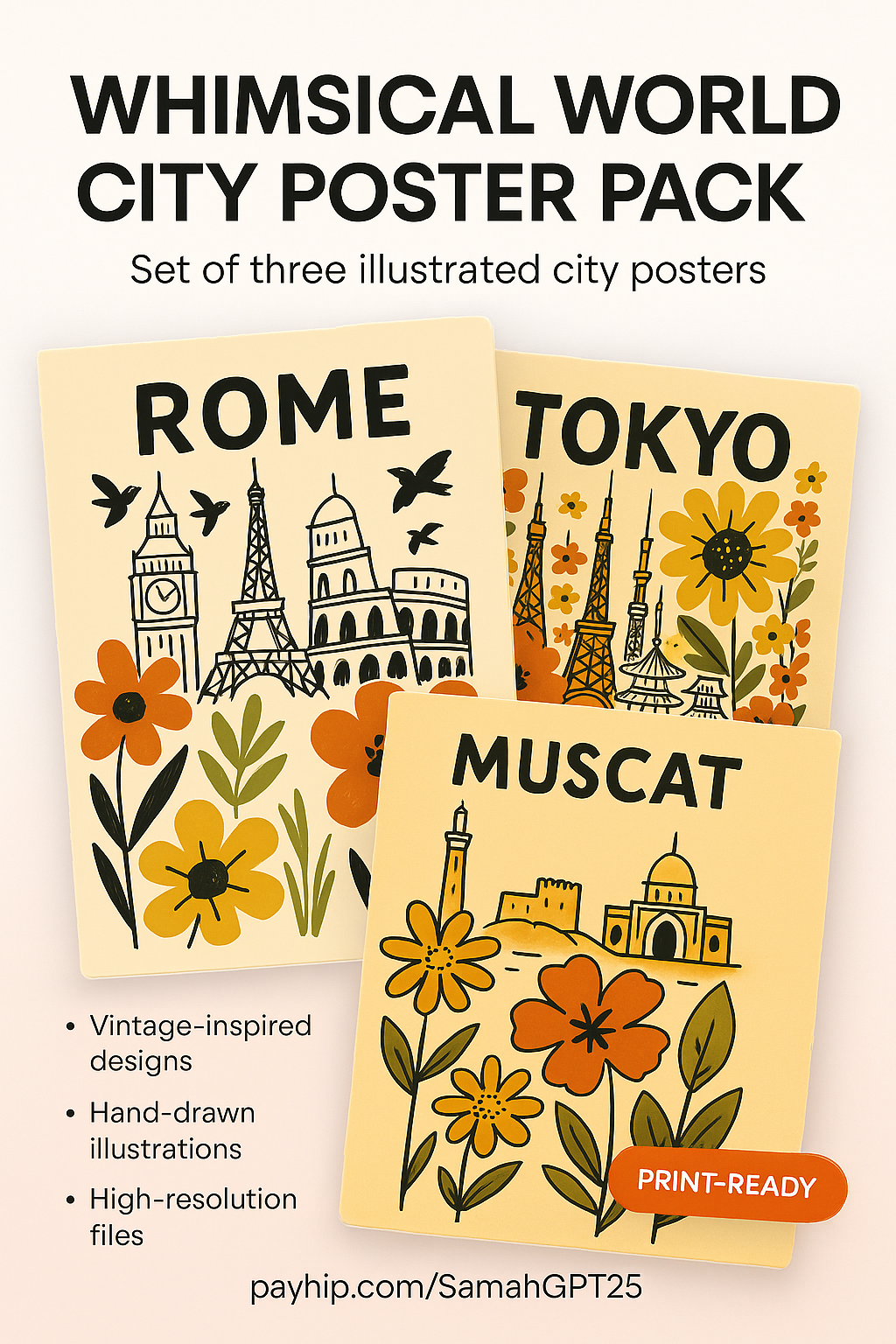 Whimsical World City Poster Pack- ChatGPT Prompt