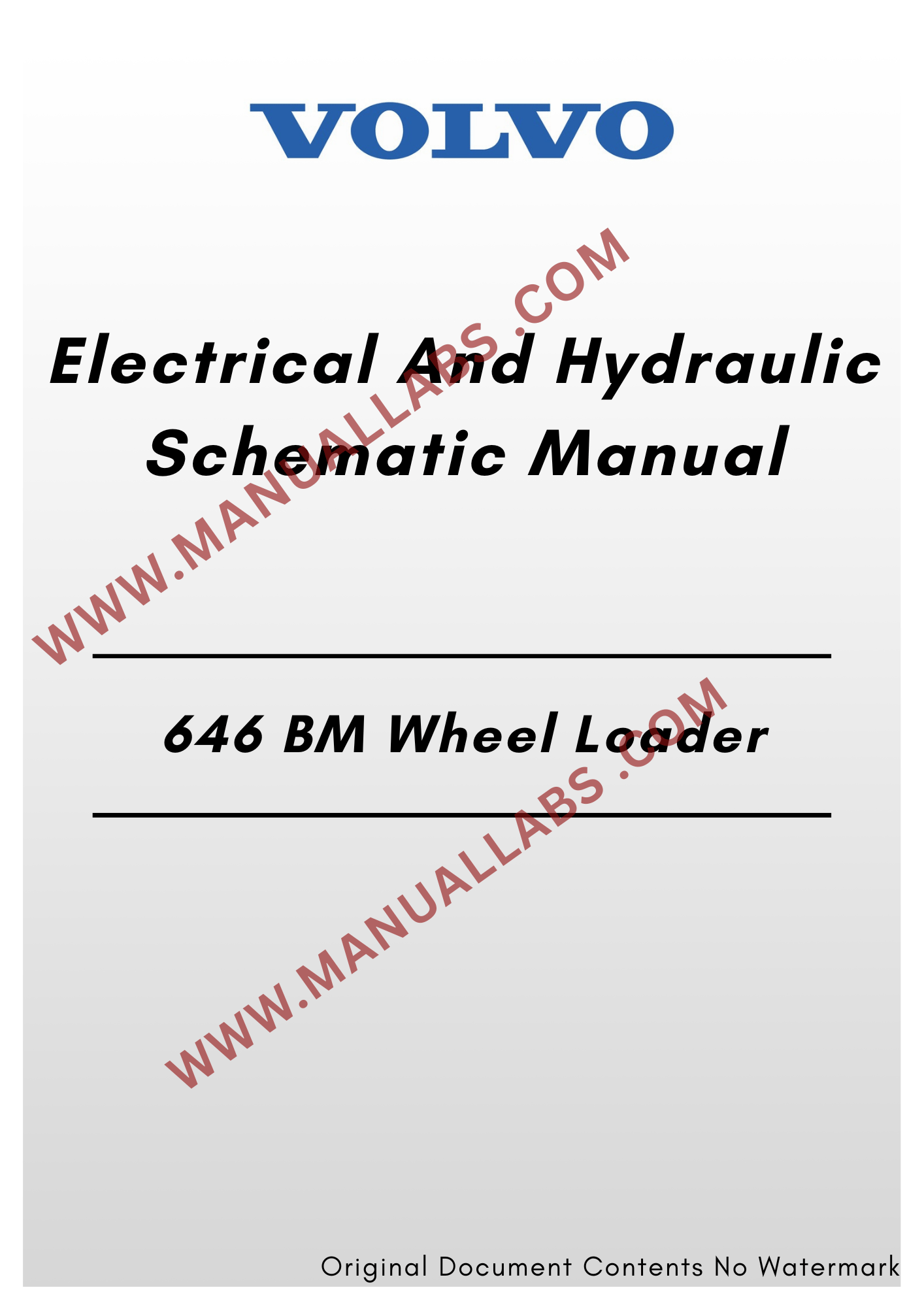 Volvo 646 BM Wheel Loader Electrical And Hydraulic Schematic Manual