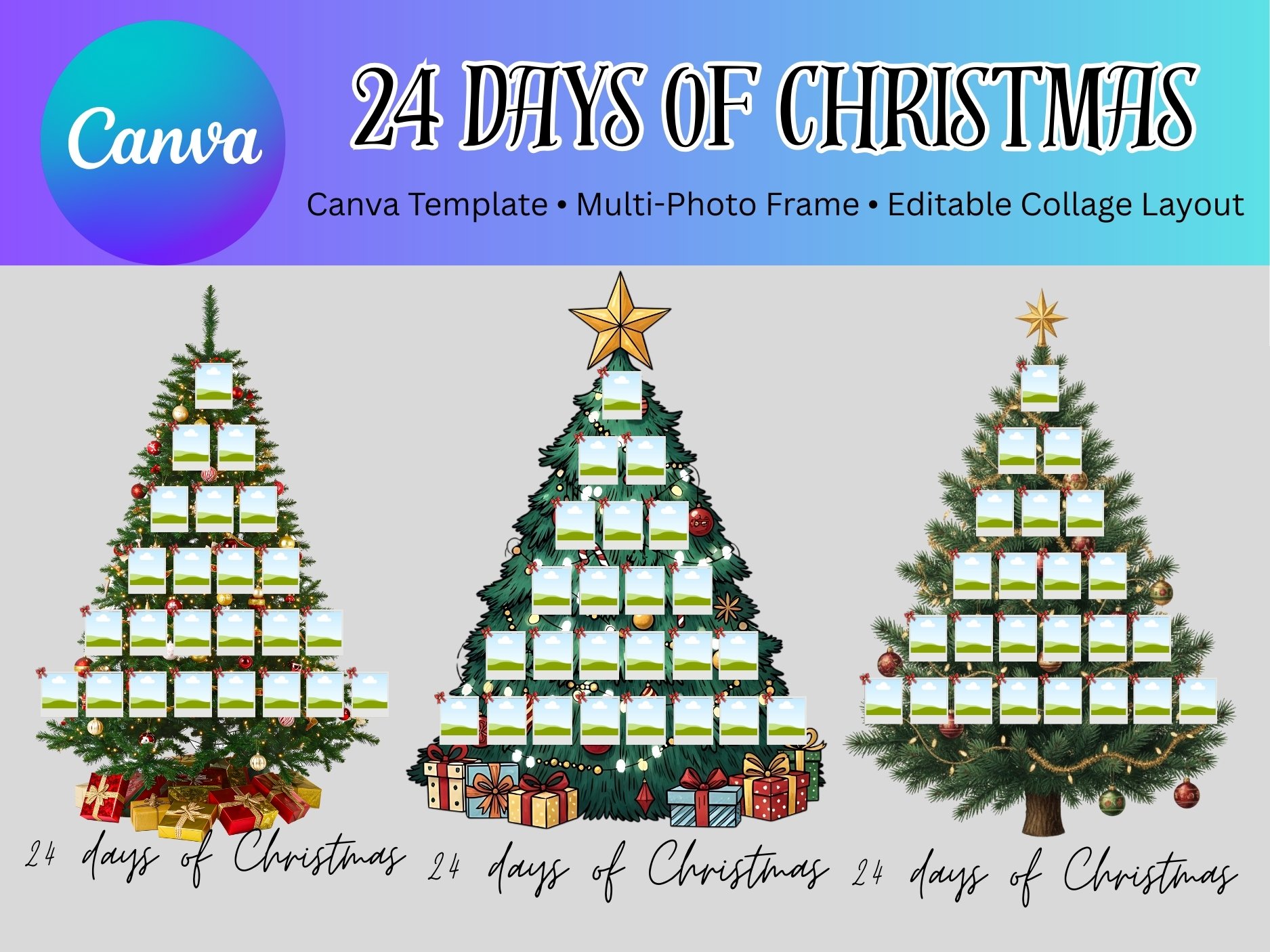 Set of Three 24 days of Christmas - Canva Frame - Payhip