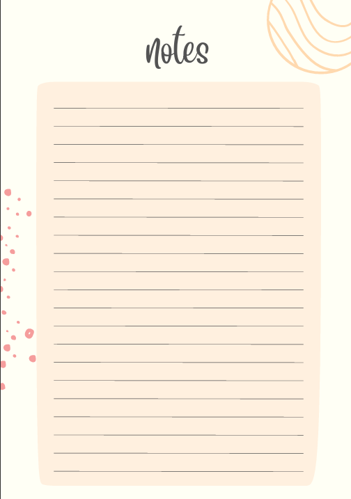 "Second notes page from free printable journal with additional lined space for capturing ideas, gratitude, and personal reflections – soft aesthetic minimalist design."