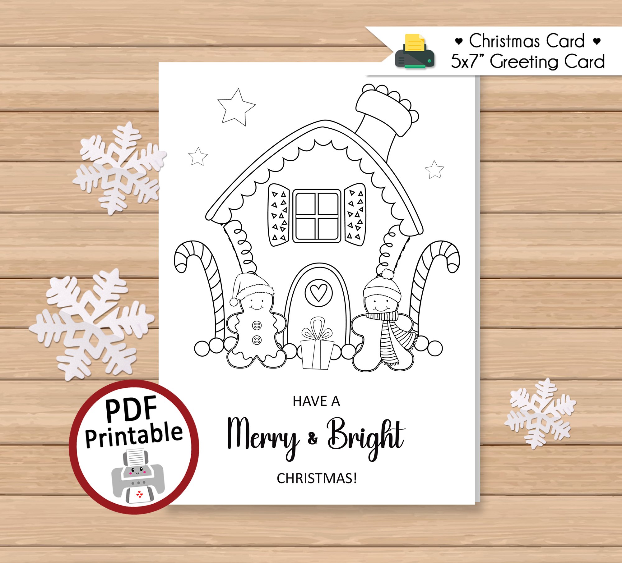 Coloring Christmas Greeting Card for Kids