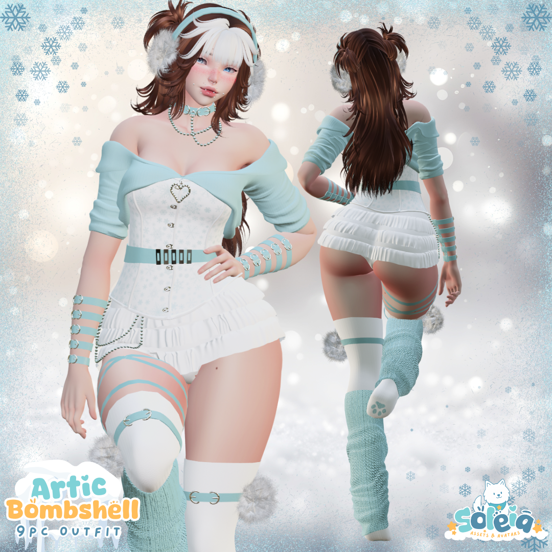 Artic Bombshell - 9pc Pinup Inspired Outfit Set (30 colors)
