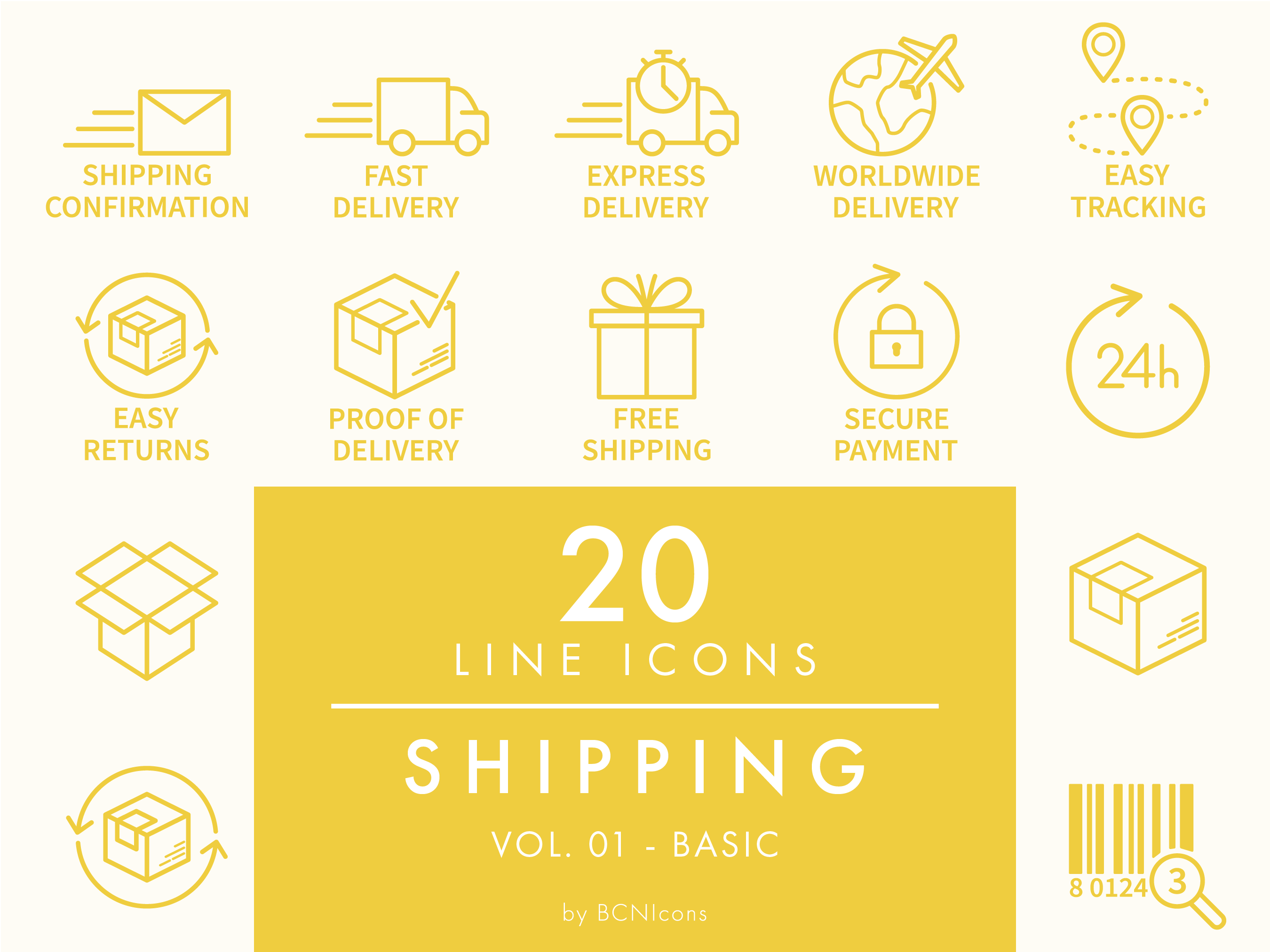 BCNIcons | Icons & clipart for creative small businesses - SHIPPING ICONS