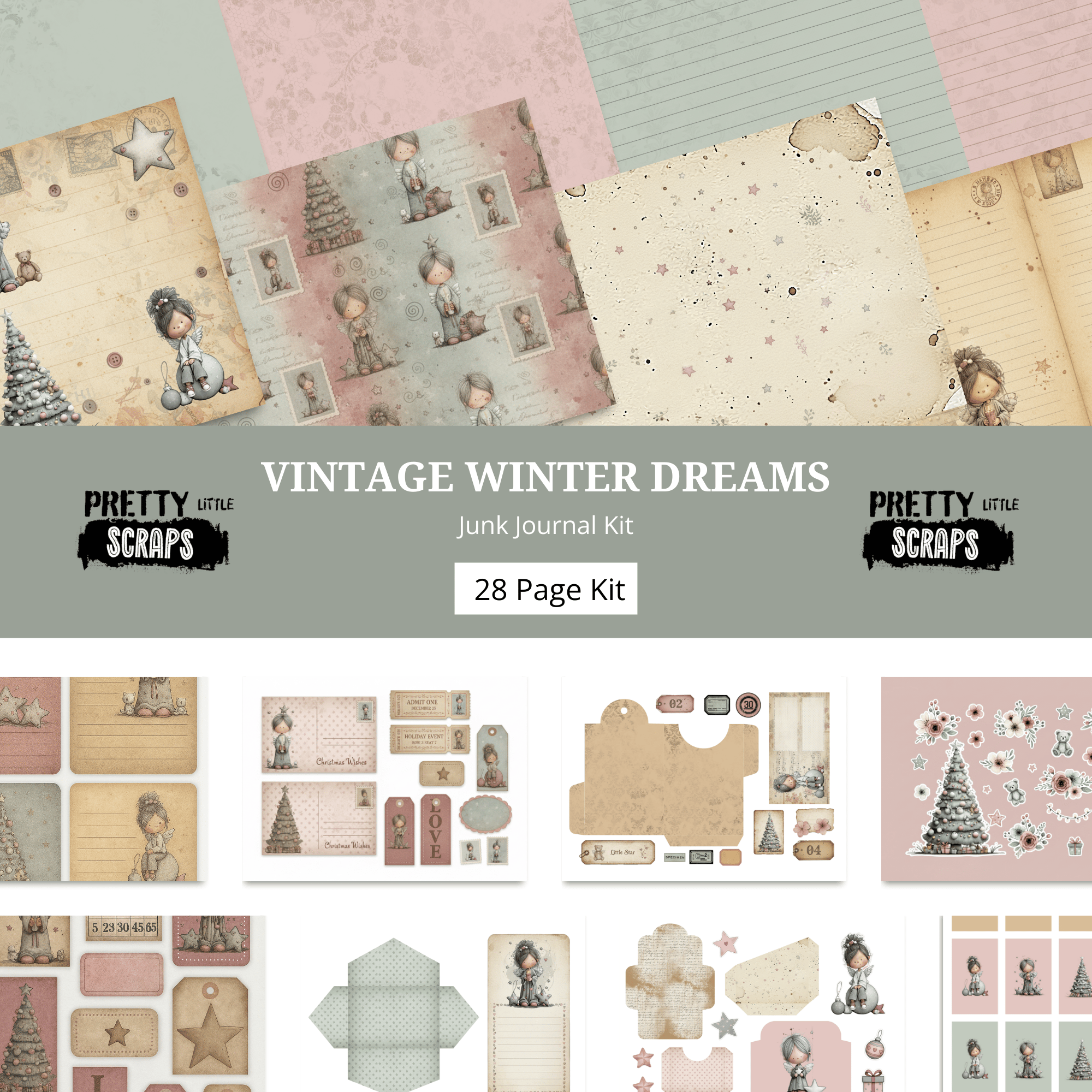 Vintage Winter Dreams Junk journal kit - Payhip